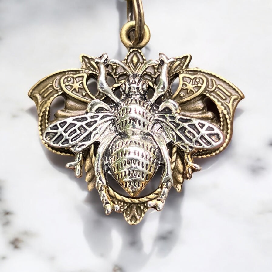 Gothic Bee Purse Keychain Charm - Steampunk Accessory