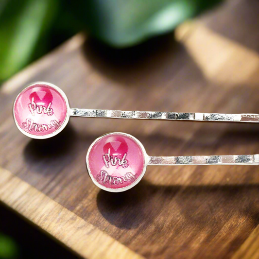Pink Strong Breast Cancer Awareness Hair Pins