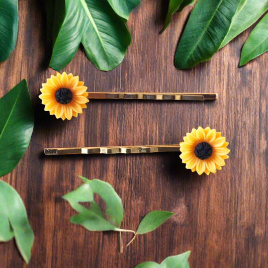 Sunflower Hair Pins - Bobby Pin Set - Boho Summer Accessories