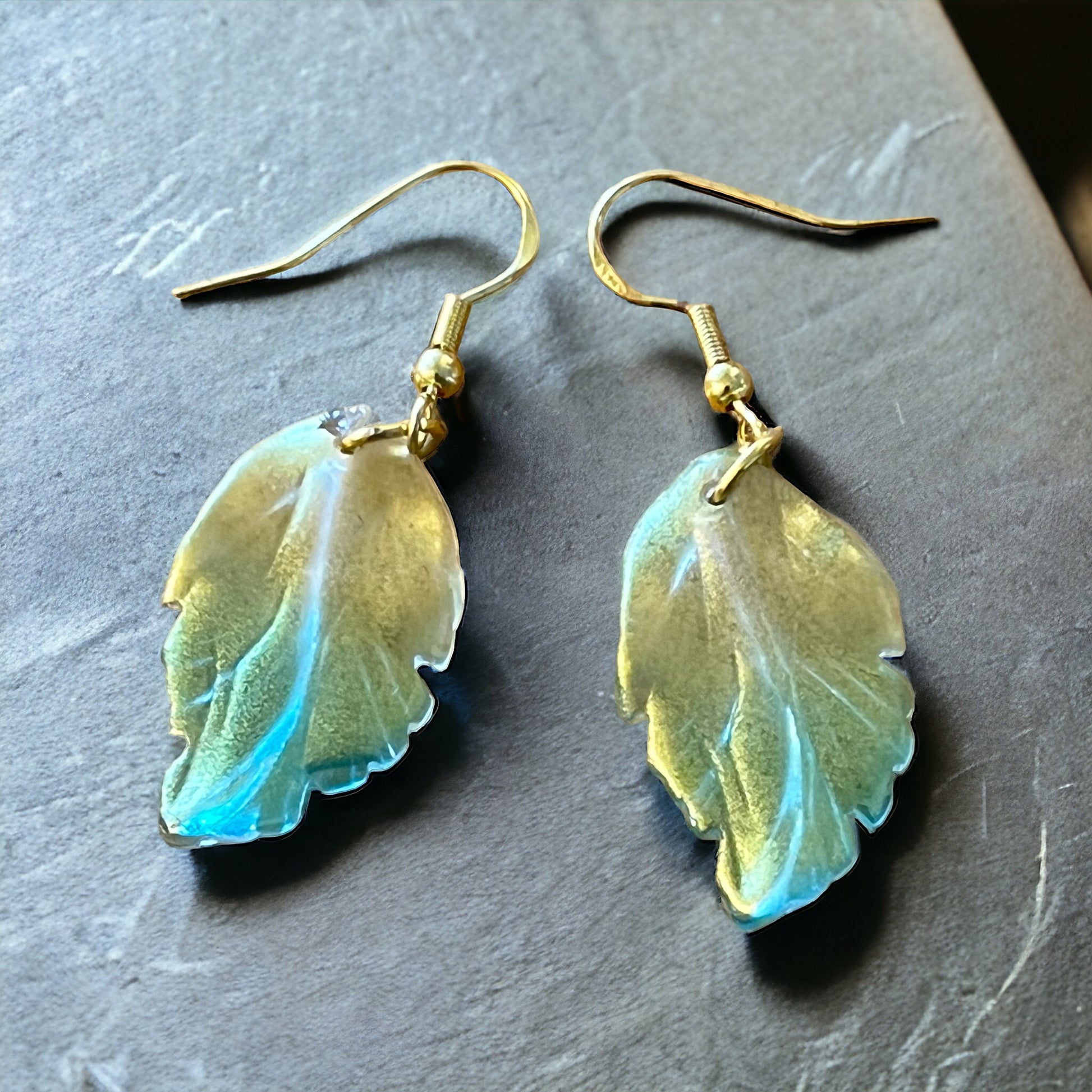 Czech Glass Leaf Earrings – Boho Nature-Inspired Dangles