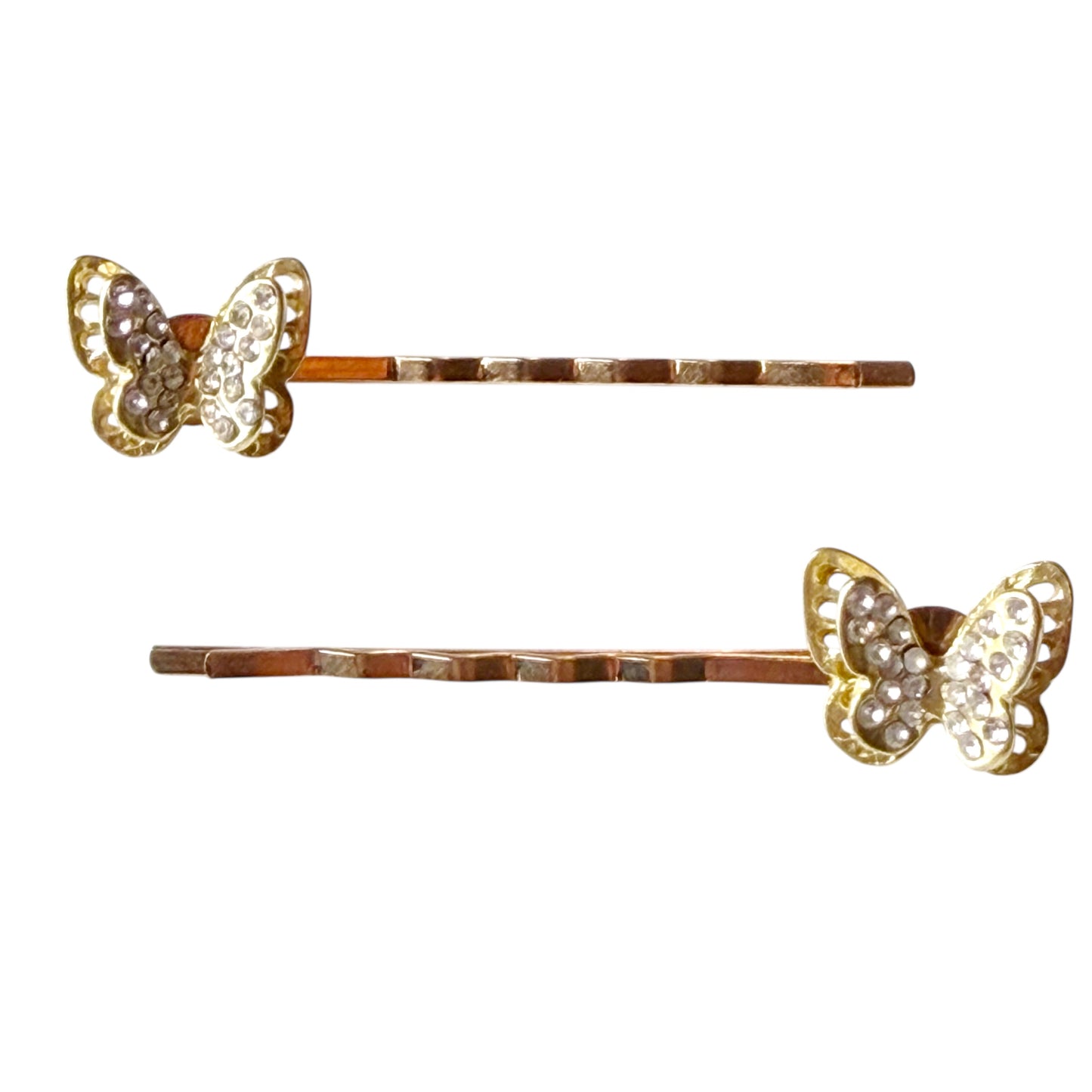 Gold Butterfly Hair Pins – Sparkly Rhinestone Wedding Clips for Women