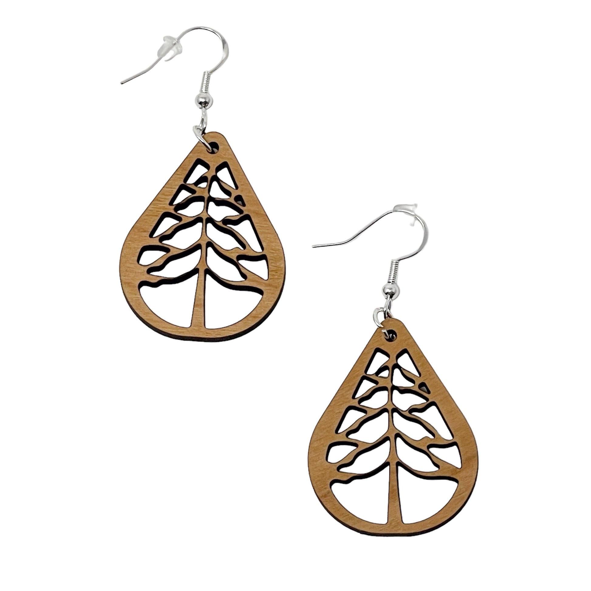 Woodland Tree Cutout Earrings – Teardrop Forest Nature Jewelry