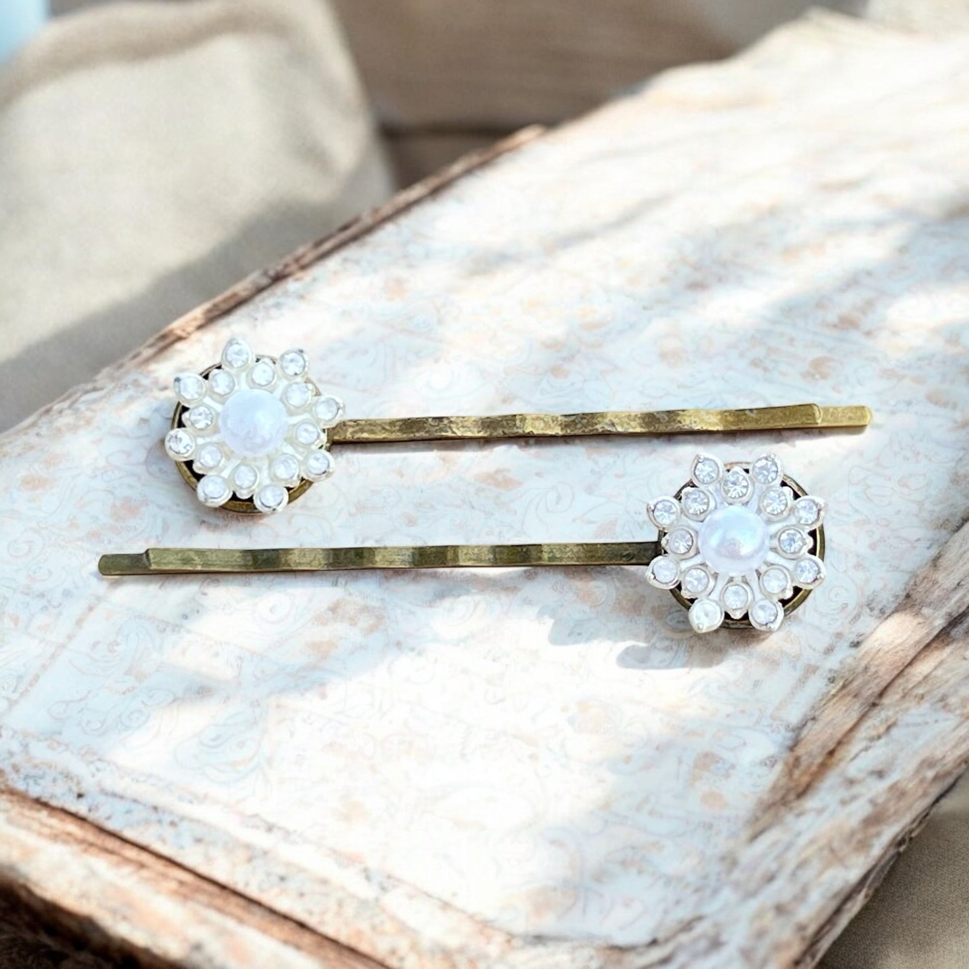 Antique Bronze Hair Pins – Set of 2 Handmade Vintage Bridal Accessories