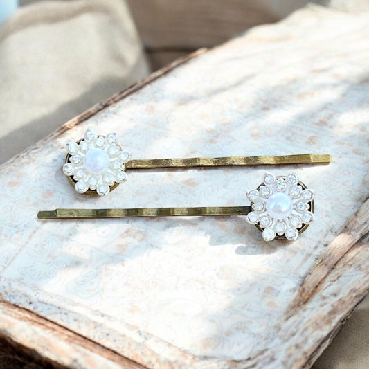 Antique Bronze Hair Pins – Set of 2 Handmade Vintage Bridal Accessories