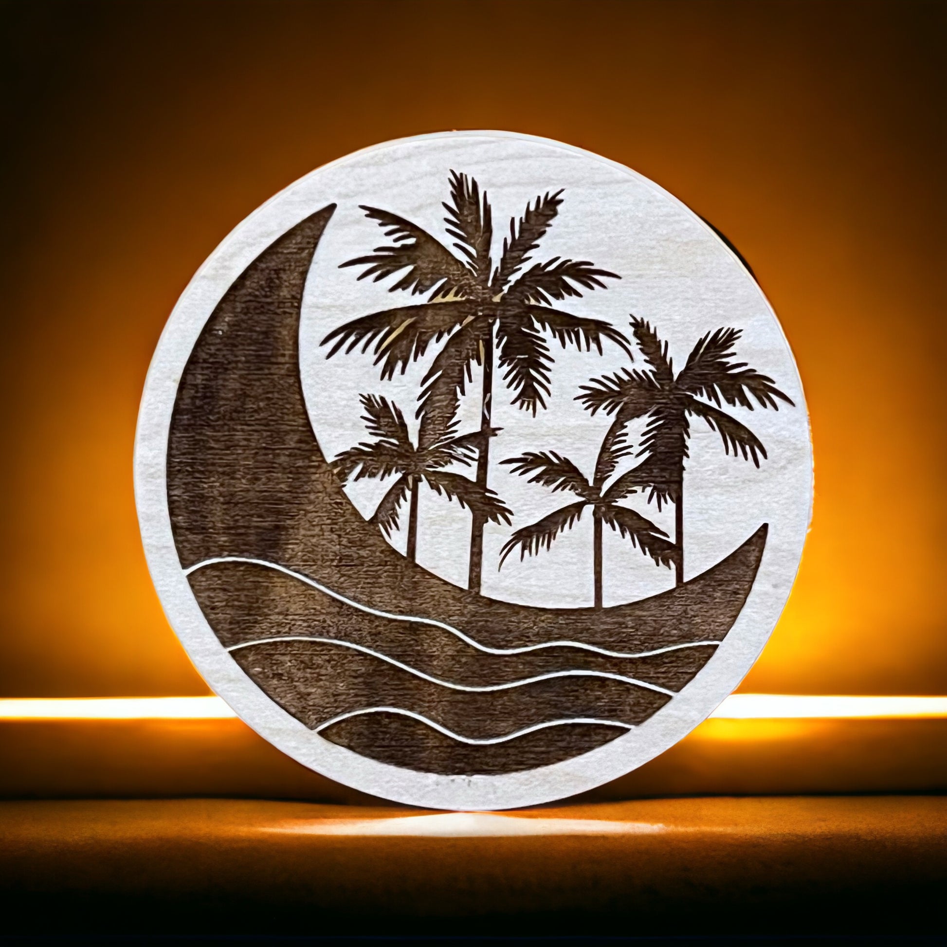 Tropical Moon Magnet – Coastal Beach Vibes Wood Decor