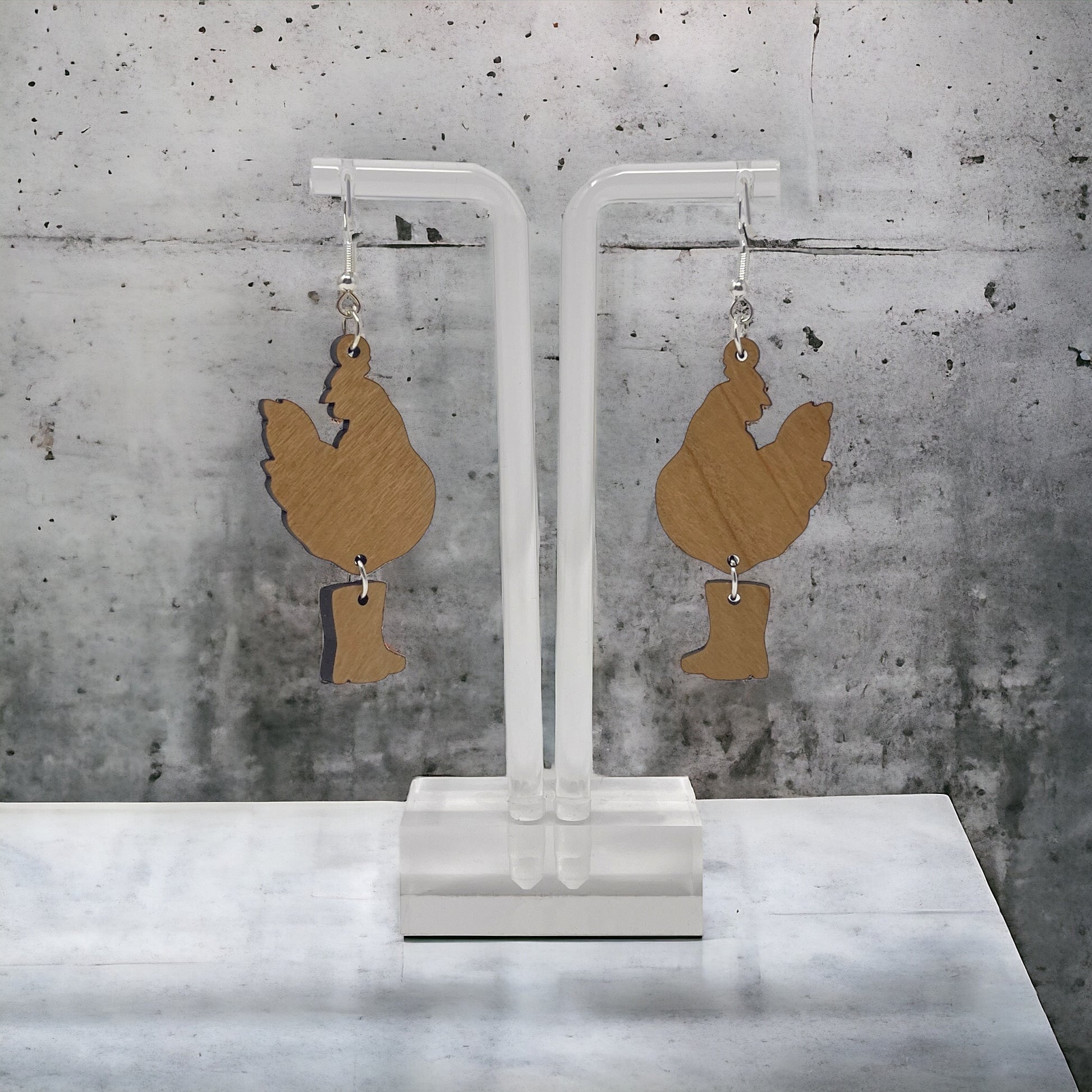 Chicken in Boots Earrings – Quirky Farmhouse Boho Jewelry