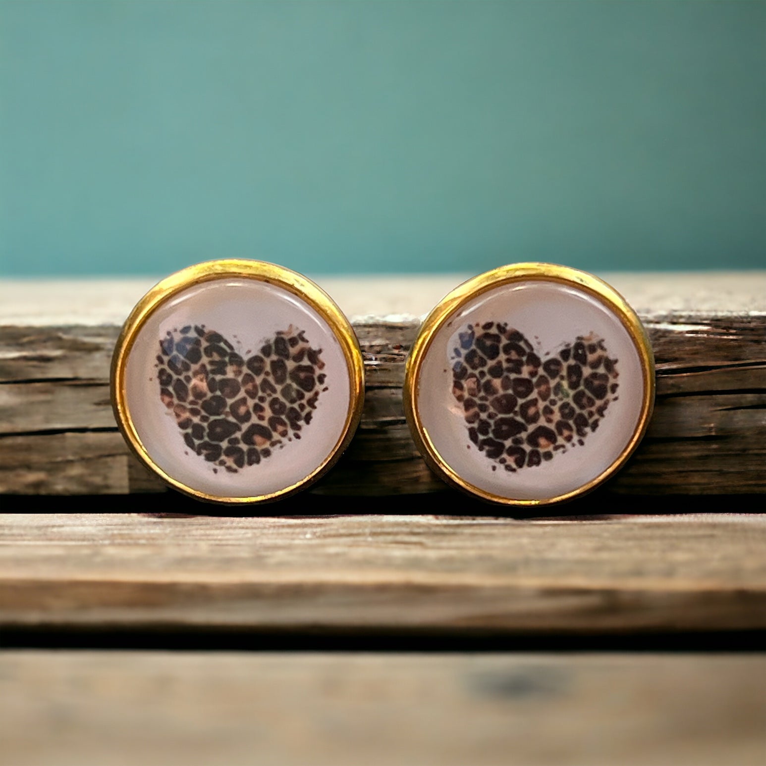 Leopard Heart Stud Earrings – Gold Wild & Playful Jewelry