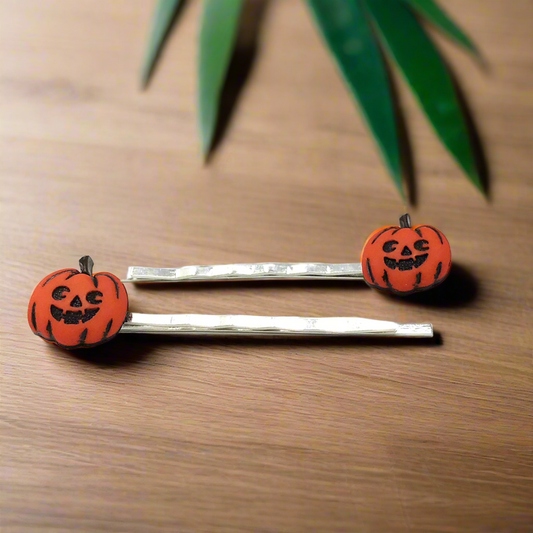 Orange Pumpkin Halloween Hair Pins
