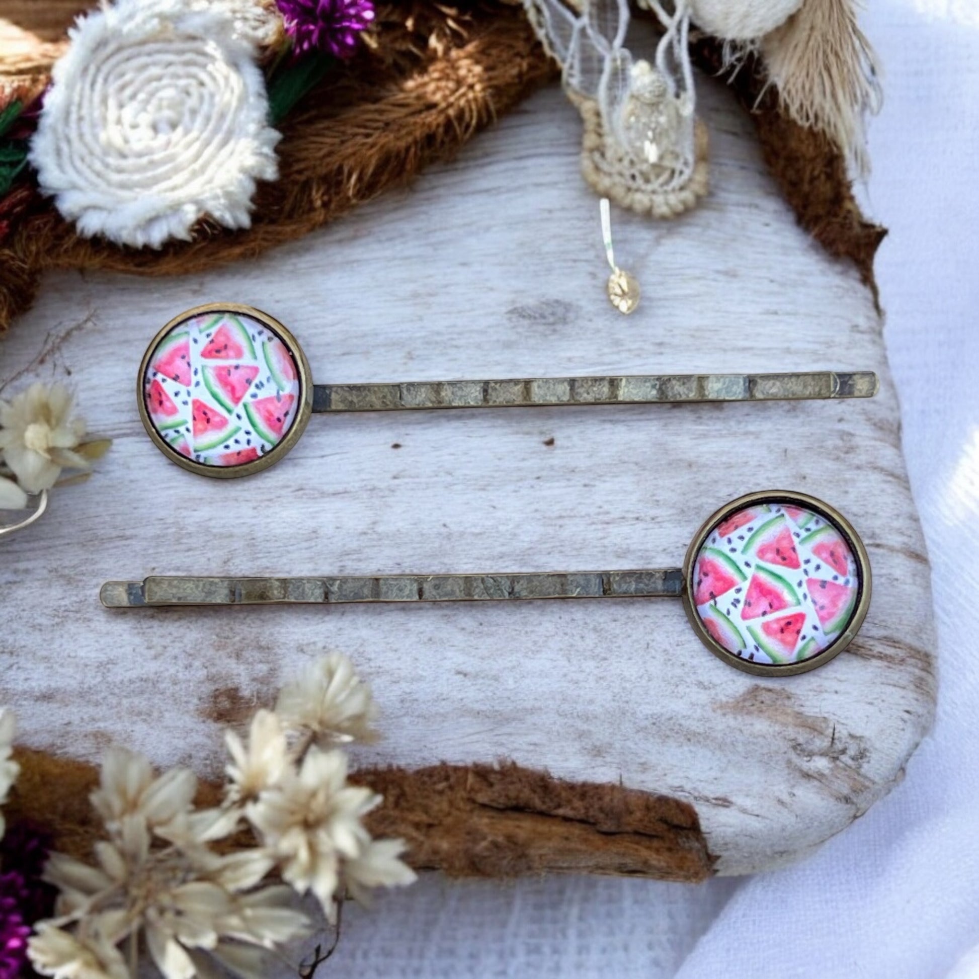 Watermelon Hair Pins – Set of 2 Fun Summer Accessories