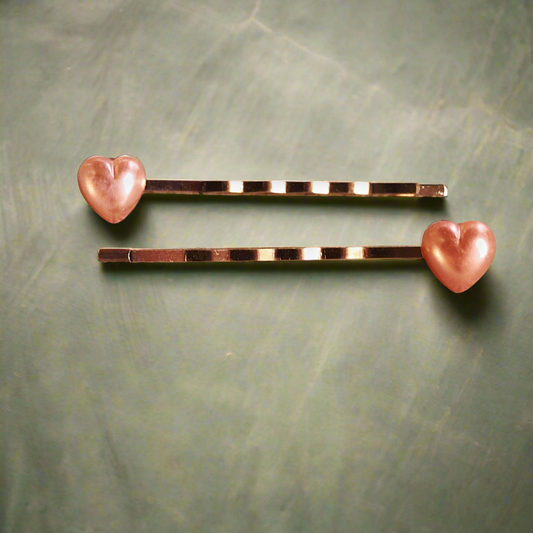 Pines de pelo de corazón rosa, Bobby Pin del día de San Valentín, pasador de pelo de mujer, pasador de pelo lindo, pasador de pelo decorativo, pasadores de Bobby de corazón de perla, pasadores de pelo de niñas