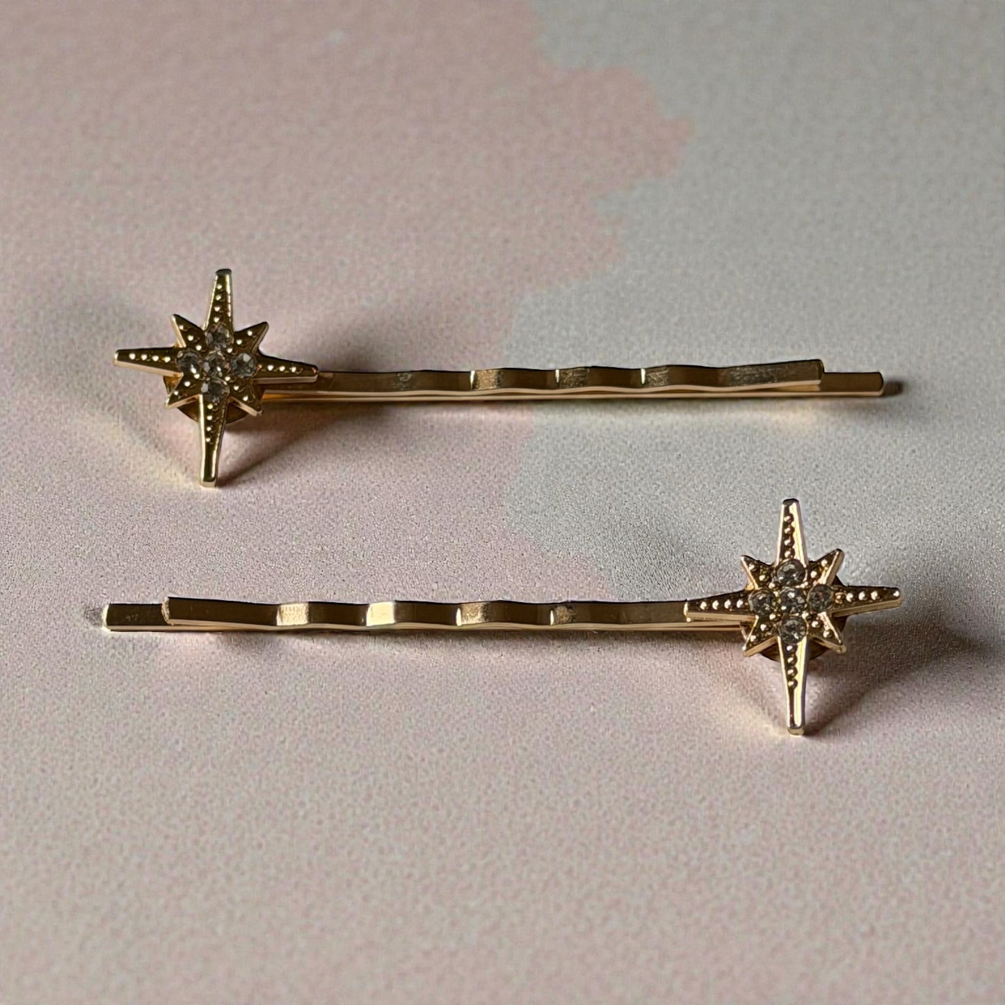 North Star Rhinestone Hair Pins – Gold Celestial Vintage Hair Clips