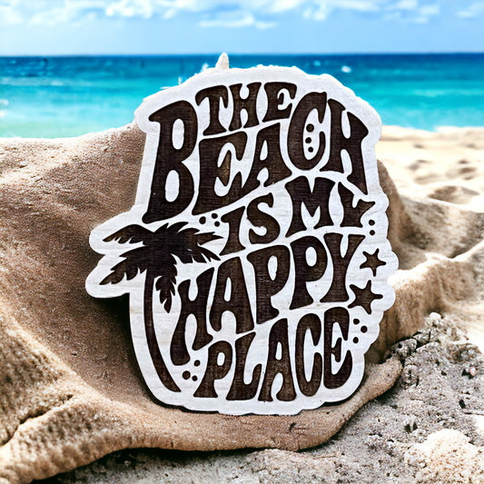 Beach Is My Happy Place Magnet – Coastal Wood Decor Gift