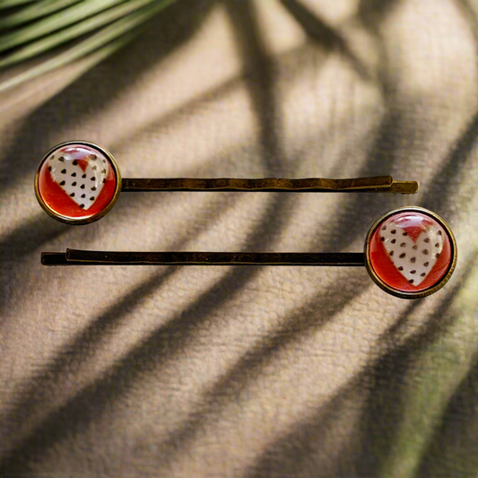 Red and White Heart Black Polka Dot Hair Pins