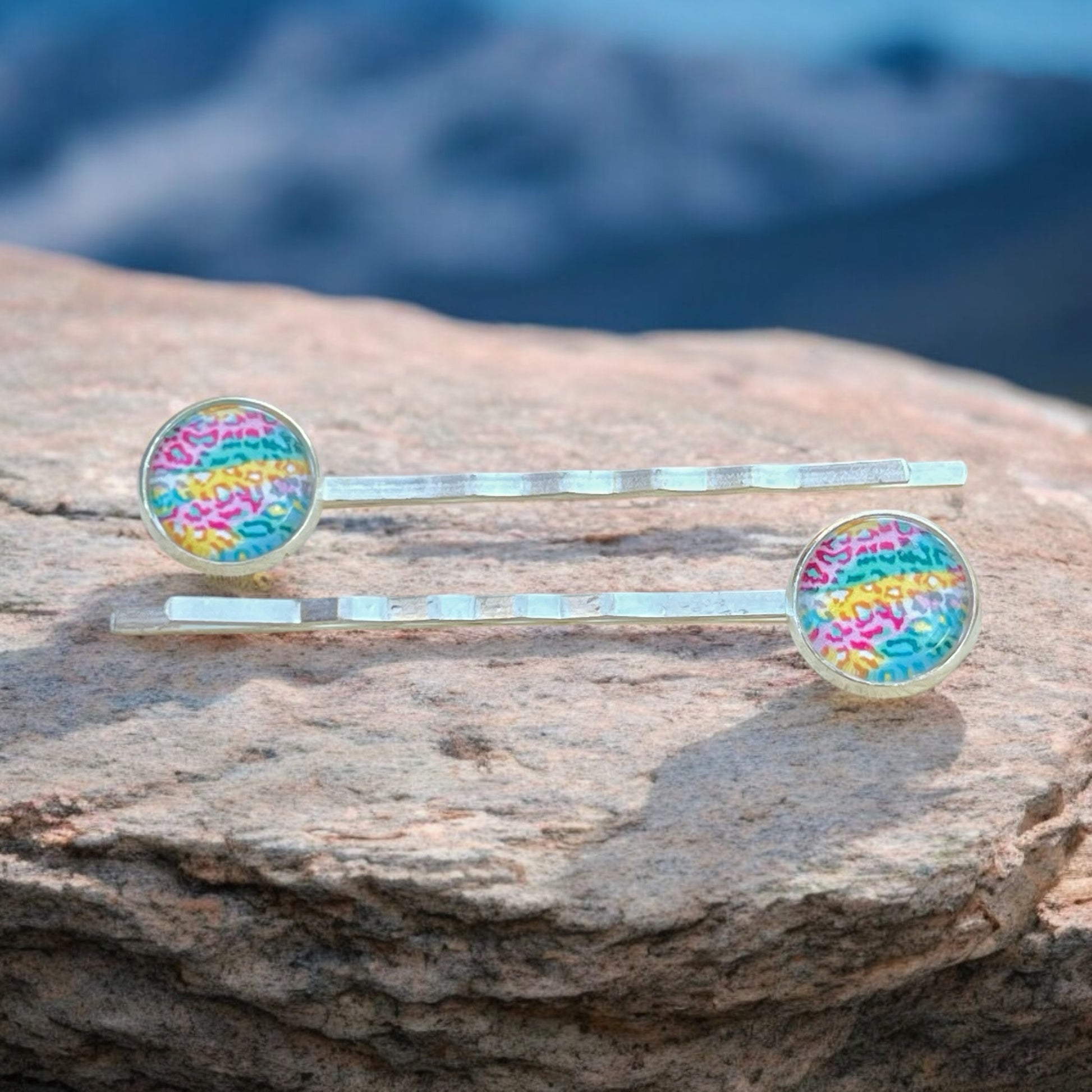 Spring Leopard Hair Pins – Set of 2 Pastel Animal Print Accessories