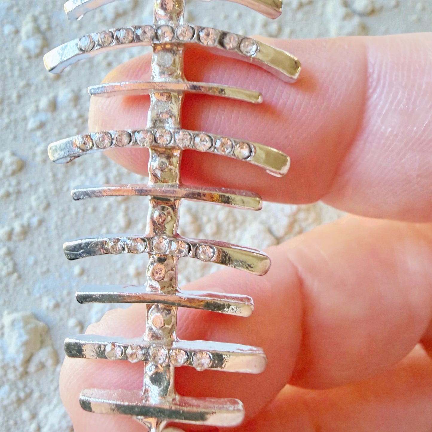 Rhinestone Fishbone Purse Charm – Sparkly Silver Bag Accessory