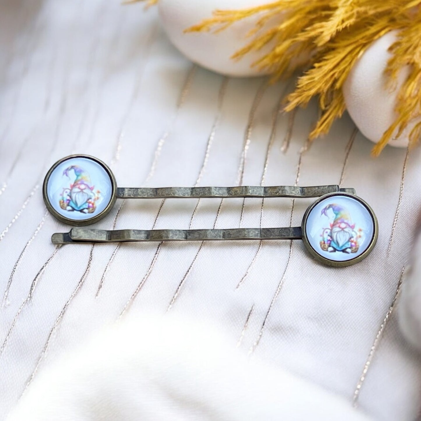 Easter Bunny Gnome Hair Pins – Set of 2 Spring Hair Clips