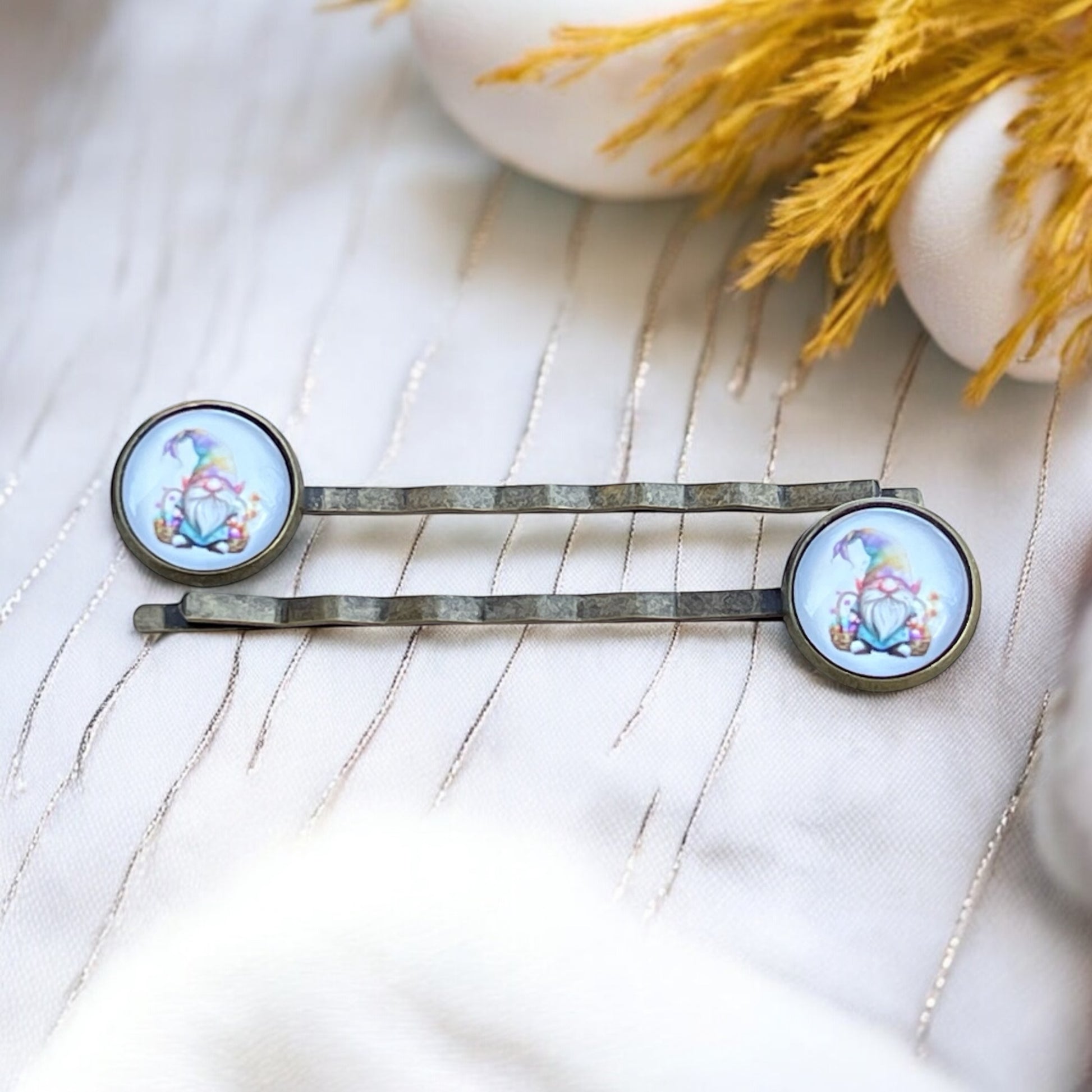 Easter Bunny Gnome Hair Pins – Set of 2 Spring Hair Clips