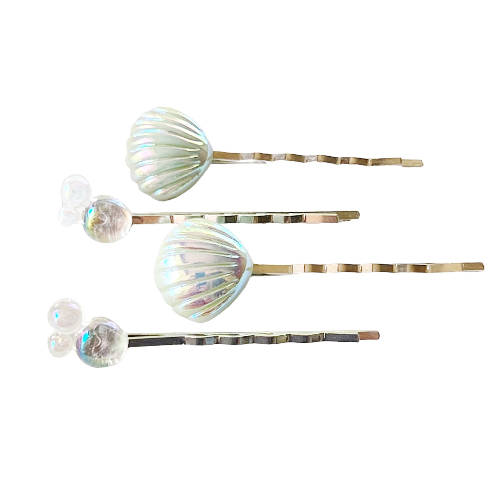Iridescent Seashell & Bubble Hair Pins – Ocean-Inspired Hair Clips