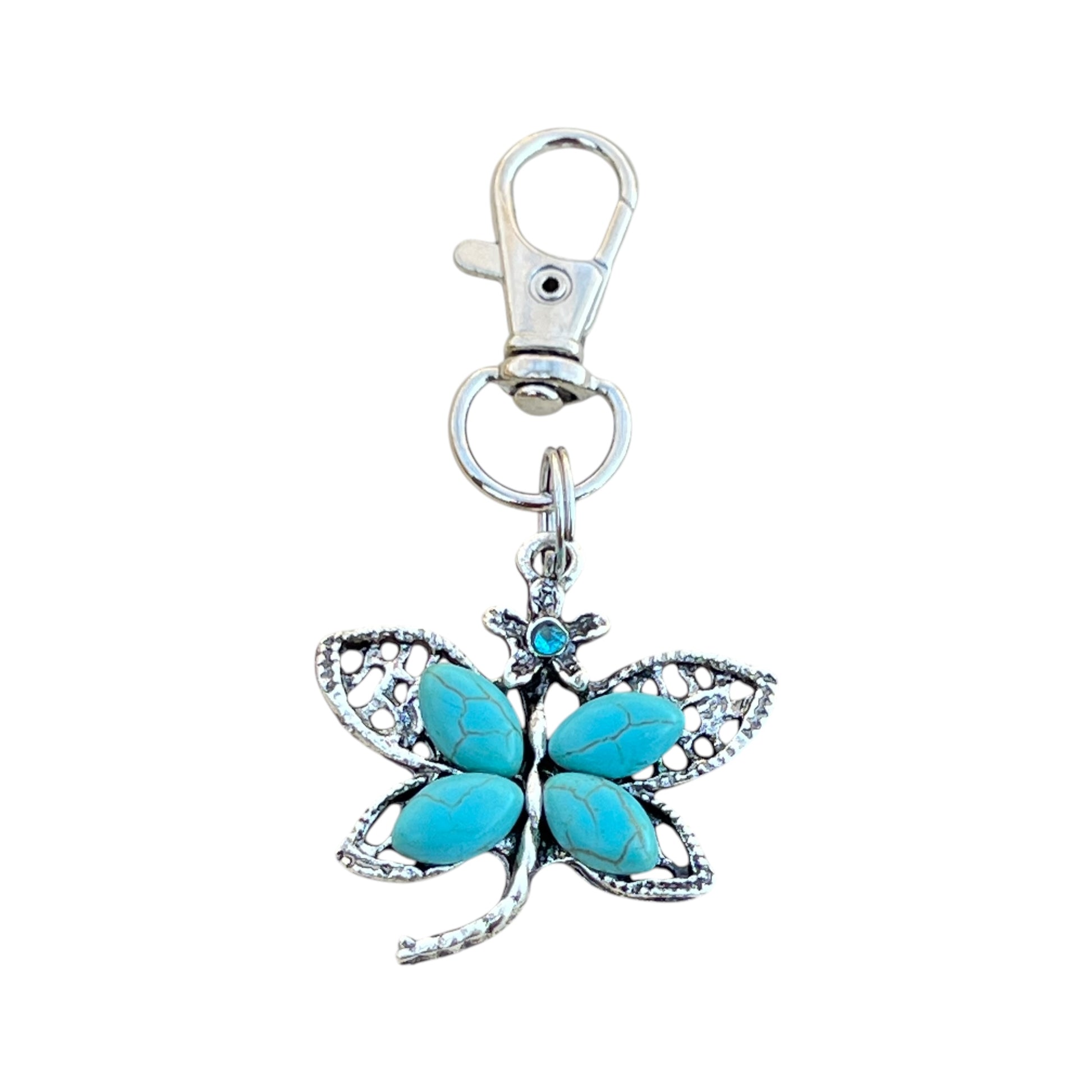 Turquoise Butterfly Keychain – Handmade Boho Bag Charm