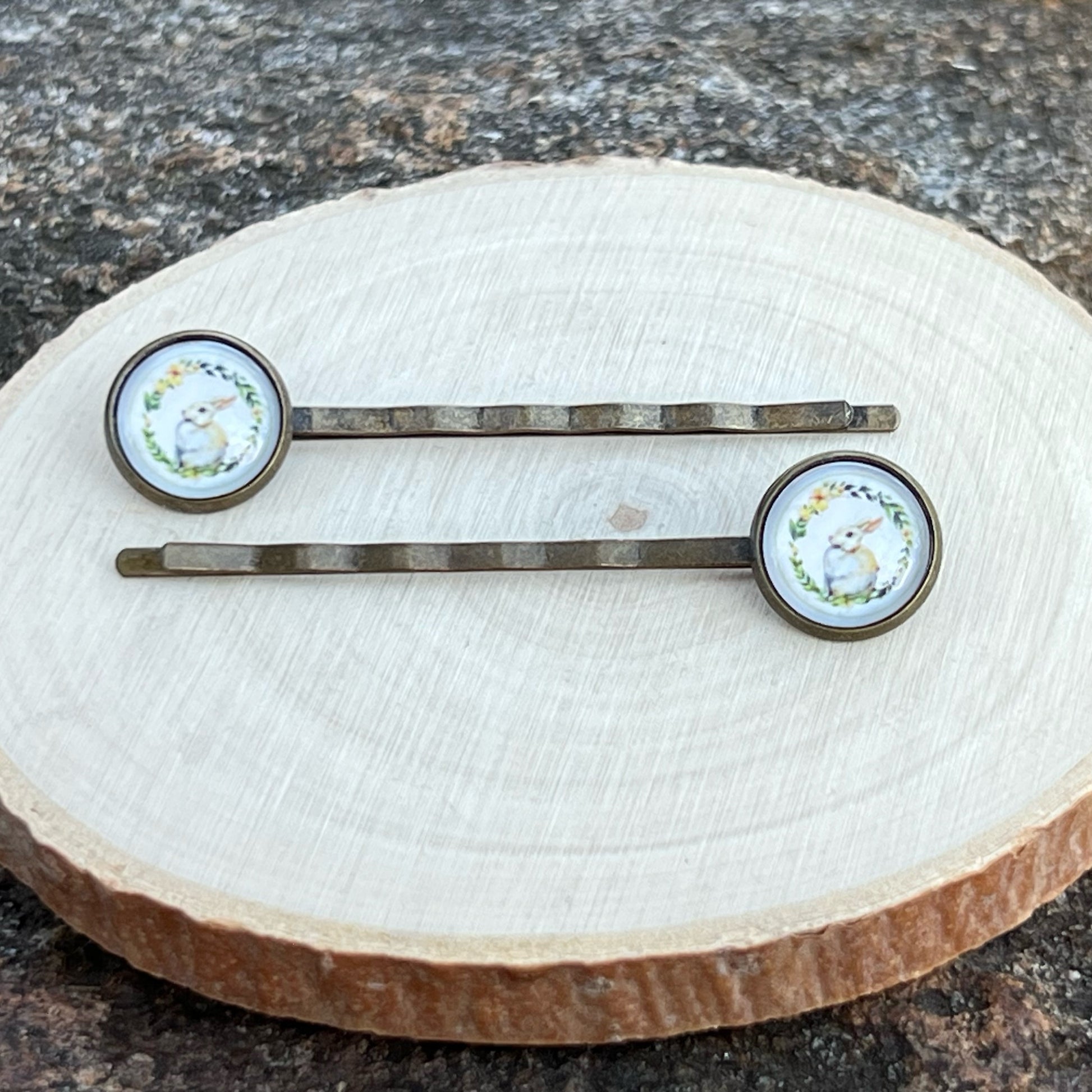 Easter Bunny Hair Pins – Set of 2 Boho Spring Clips