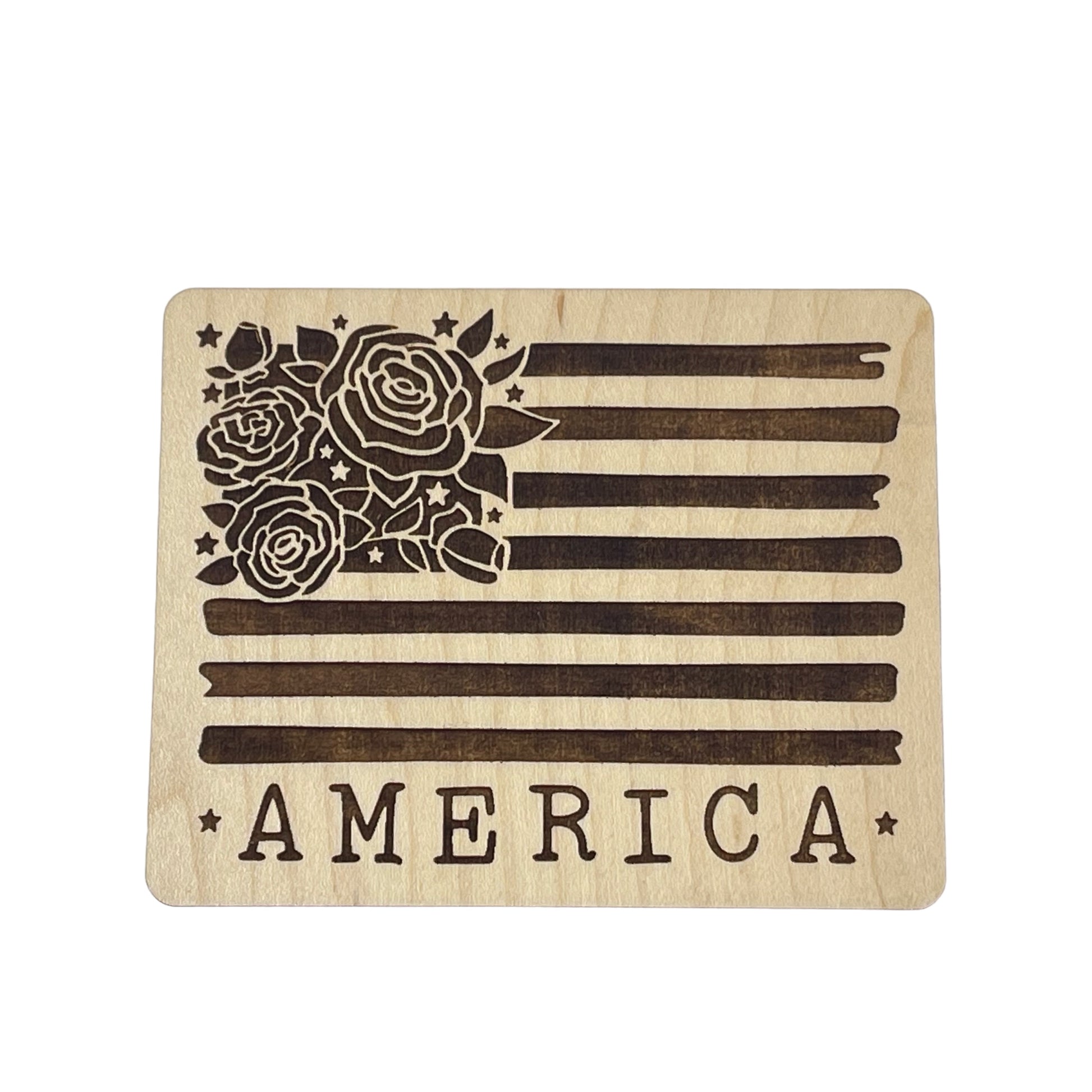 Floral American Flag Magnet – Rustic Patriotic Home Accent