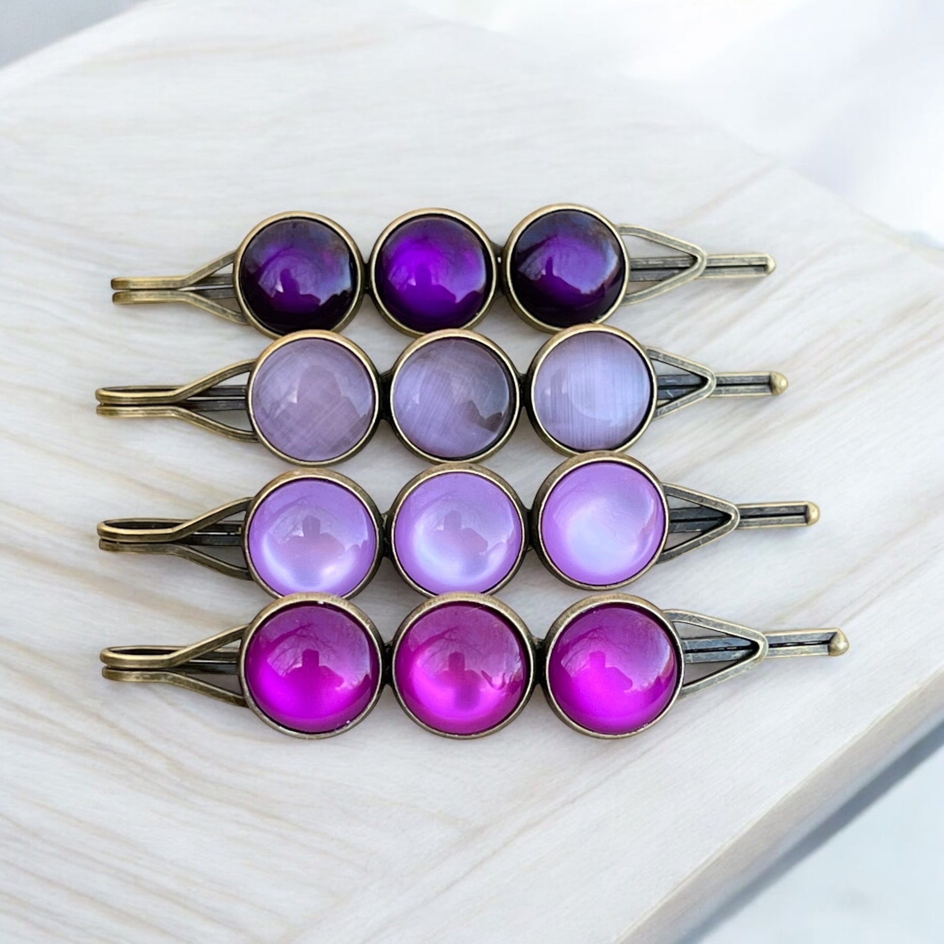 Purple Ombre Hair Pins – Set of 4 Boho Gradient Accessories