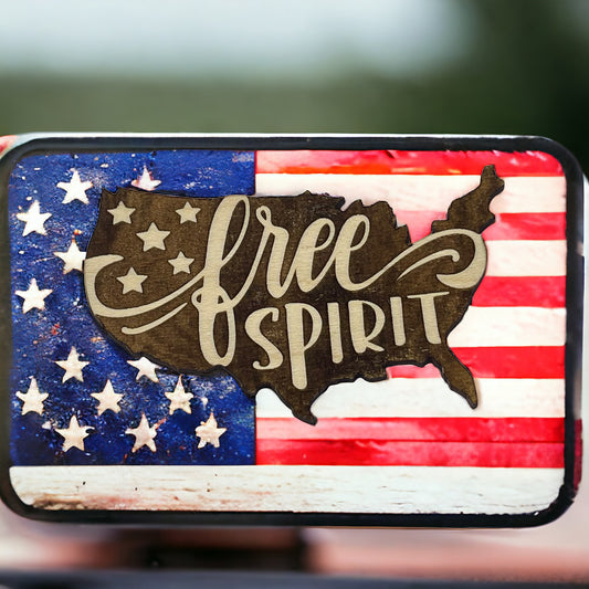 Free Spirit USA Magnet – Rustic Boho Patriotic Wooden Decor