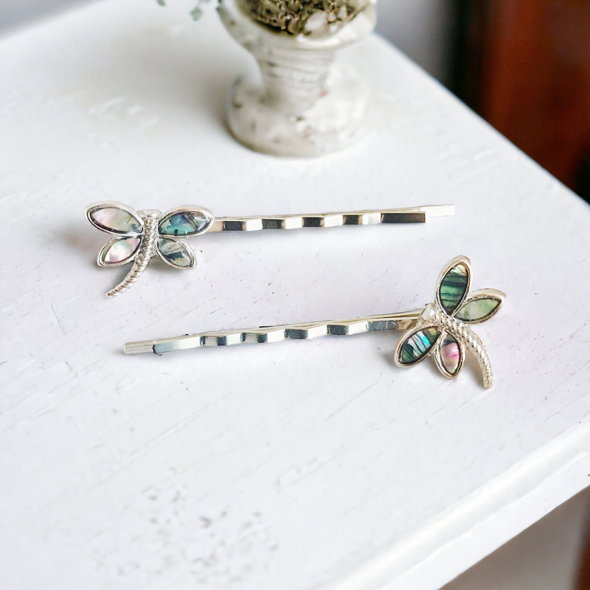 Women's Natural Shell Abalone Dragonfly Bobby Pin Hair Accessories - Exquisite Nature-Inspired Styling