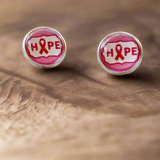 Breast Cancer Awareness 'Hope' Stud Earrings - Stylish and Meaningful Accessories
