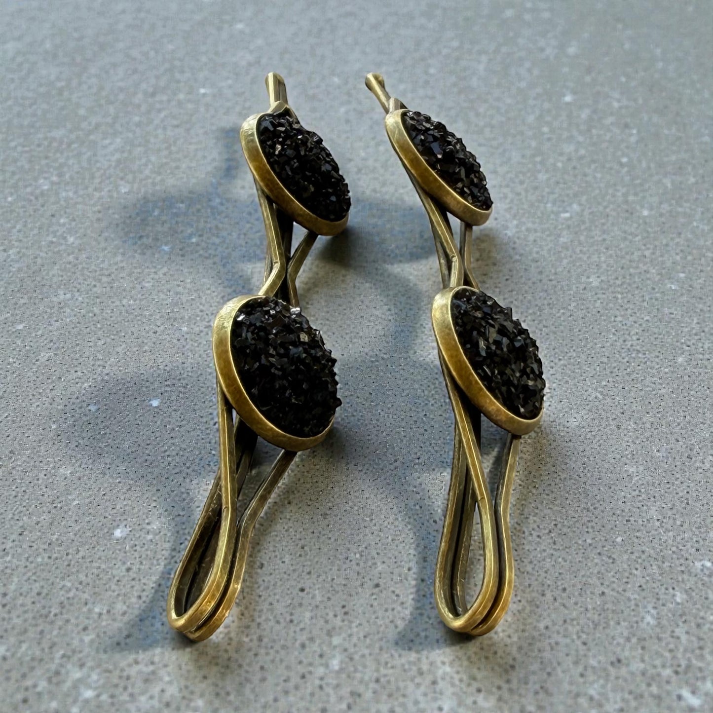 Black Druzy Hair Pins – Sparkly Bronze Bobby Pin Set for Women