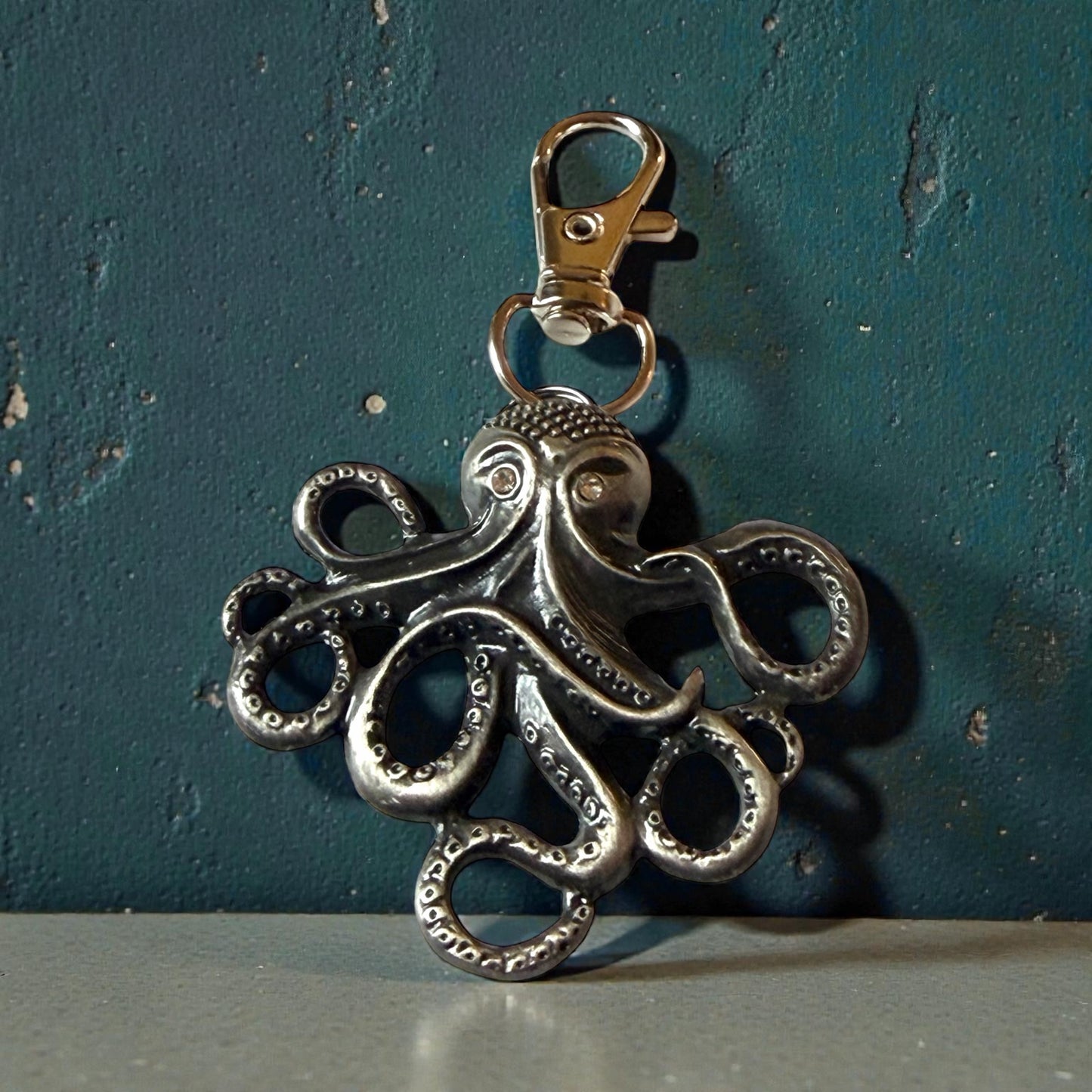 Silver Octopus Purse Charm – Coastal Nautical Bag Accessory