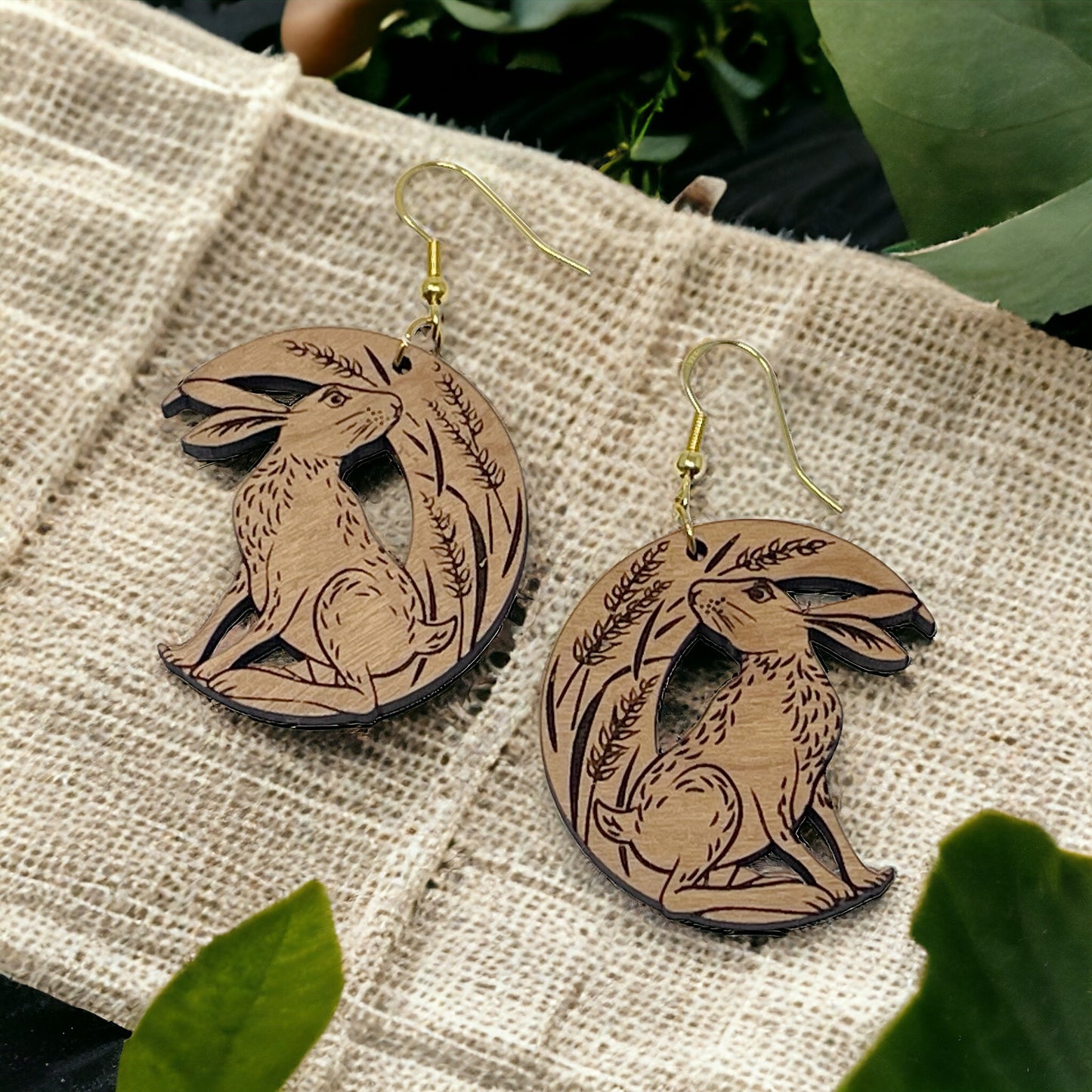 Woodland Rabbit Moon Earrings – Nature-Inspired Boho Forest Jewelry