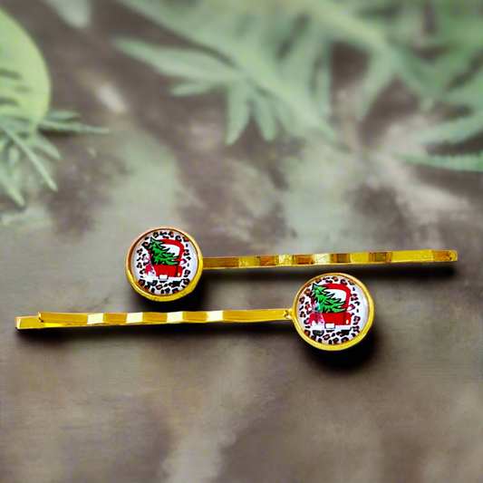 Red Truck Christmas Tree Holiday Bobby Pins - Set of 2 Hair Pins