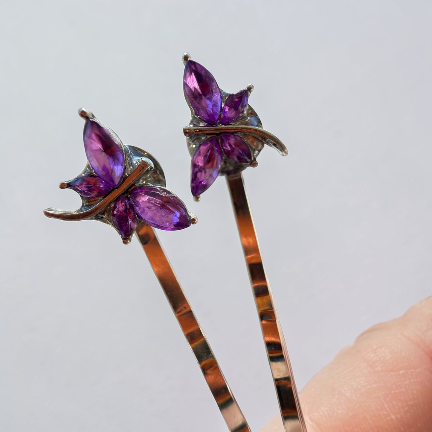 Purple Dragonfly Hair Pins – Rhinestone Bobby Pins Be Grace Be Love