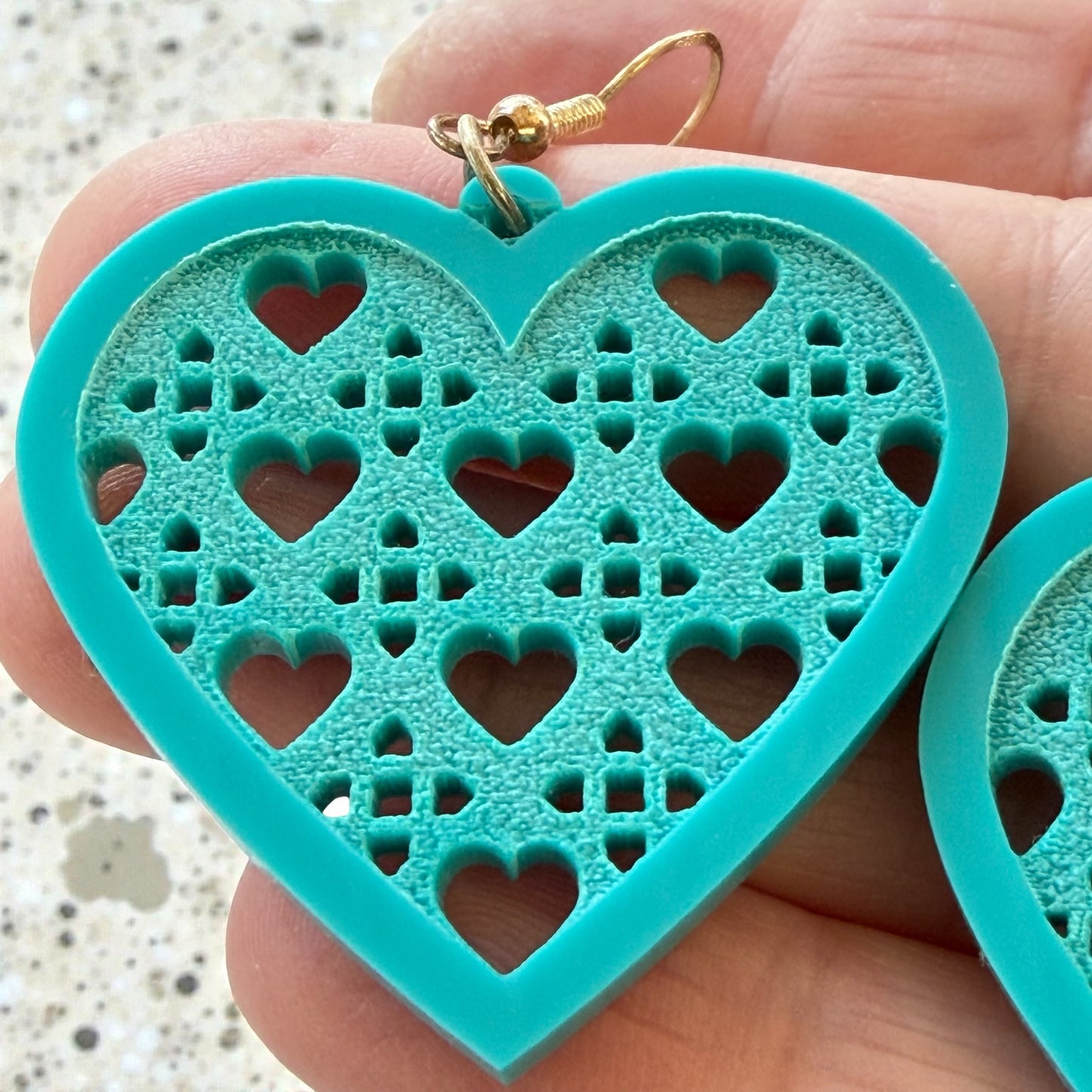 Turquoise Cutout Heart Earrings – Lightweight Boho Dangle Jewelry