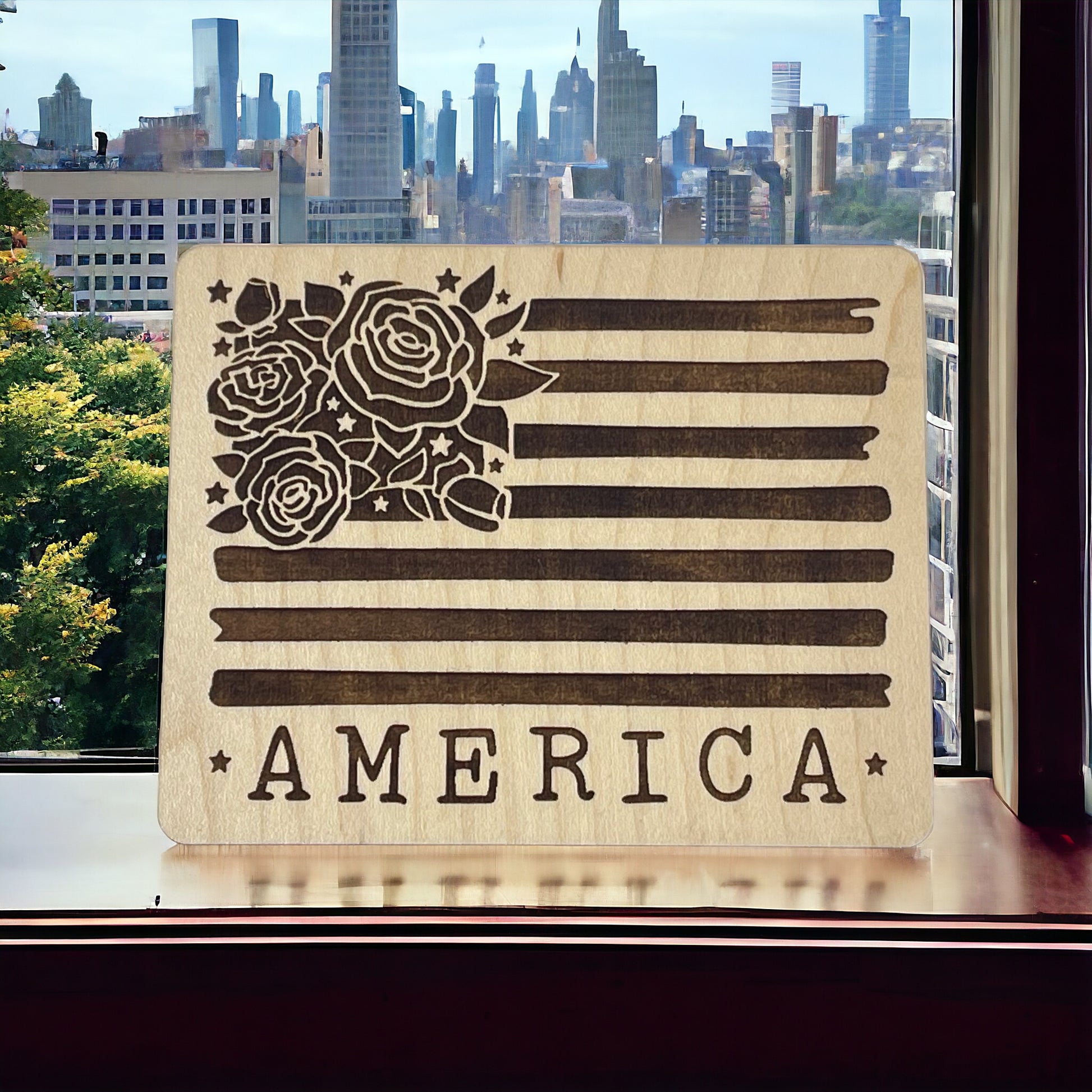 Floral American Flag Magnet – Rustic Patriotic Home Accent