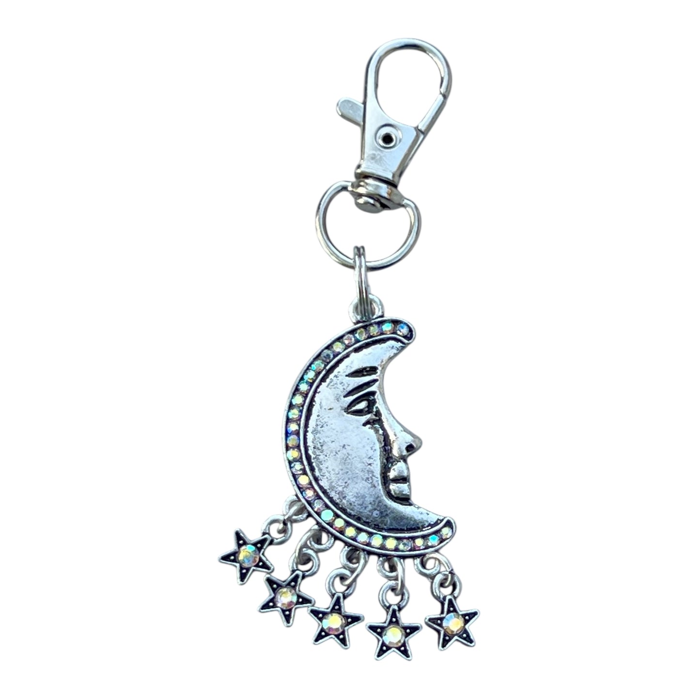 Moon Purse Charm – Celestial Crescent Keychain with Rhinestones