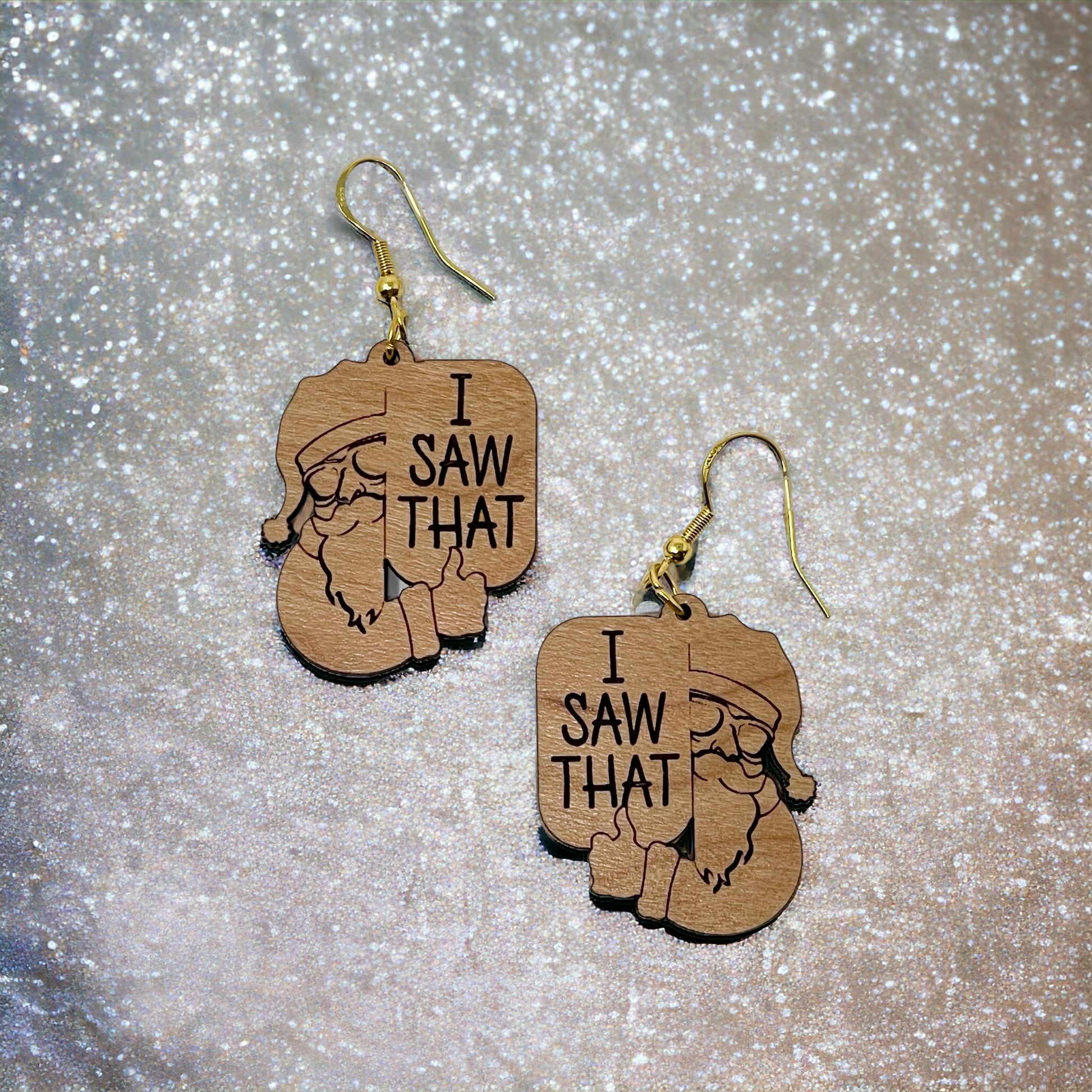 Funny Santa Earrings, Rustic Dangle Earring, Funny Quotes Earring, Cute Winter Holiday Earring, Wooden Word Earring, Country Western Jewelry