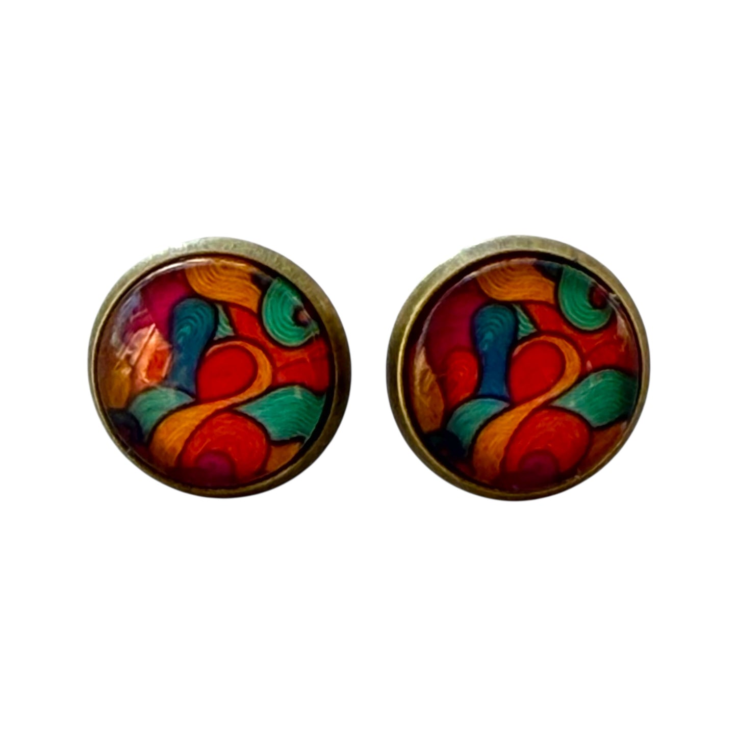 Colorful Abstract Stud Earrings – Boho Rainbow Dome Jewelry for Her