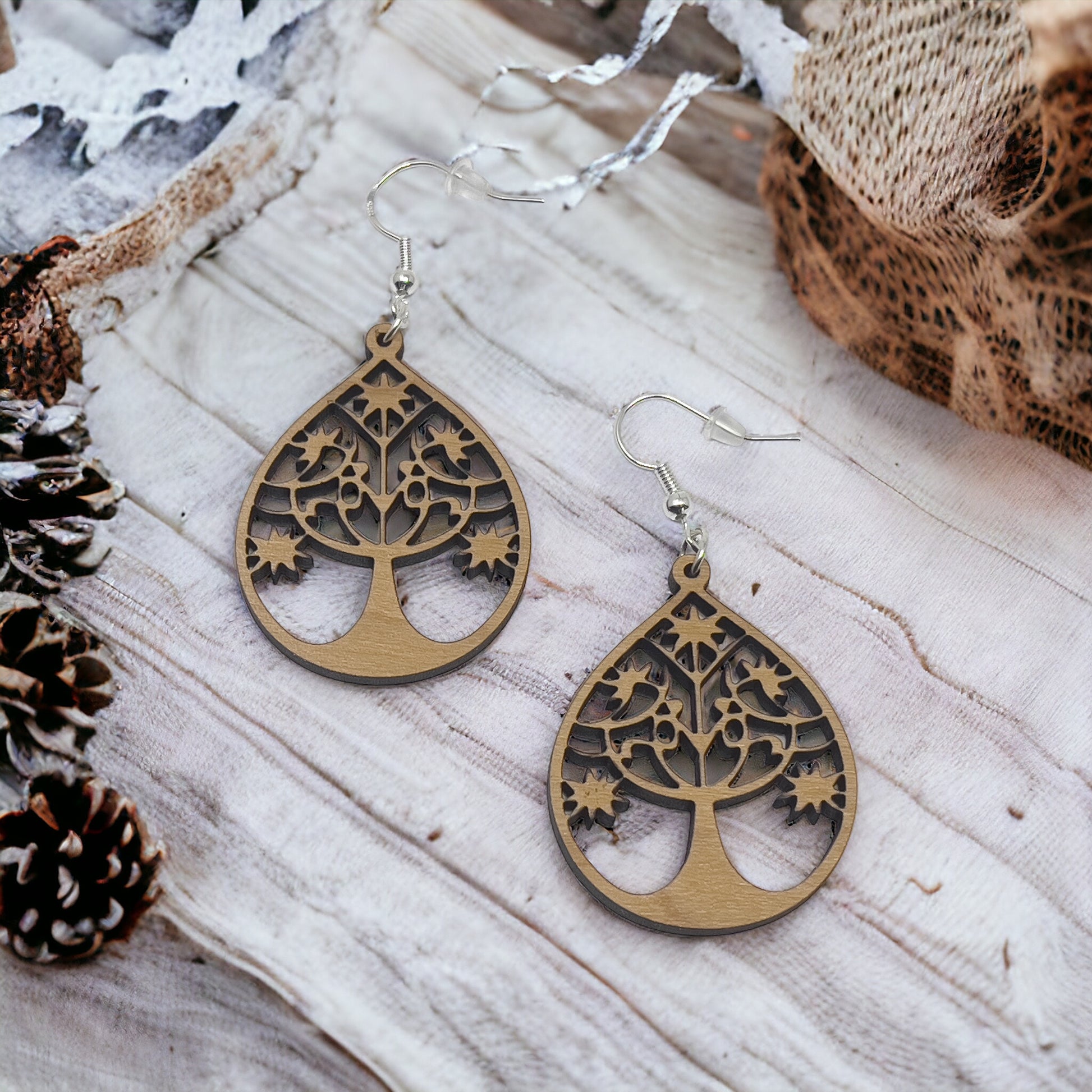Tree of Life Teardrop Earrings – Intricate Boho Nature Jewelry