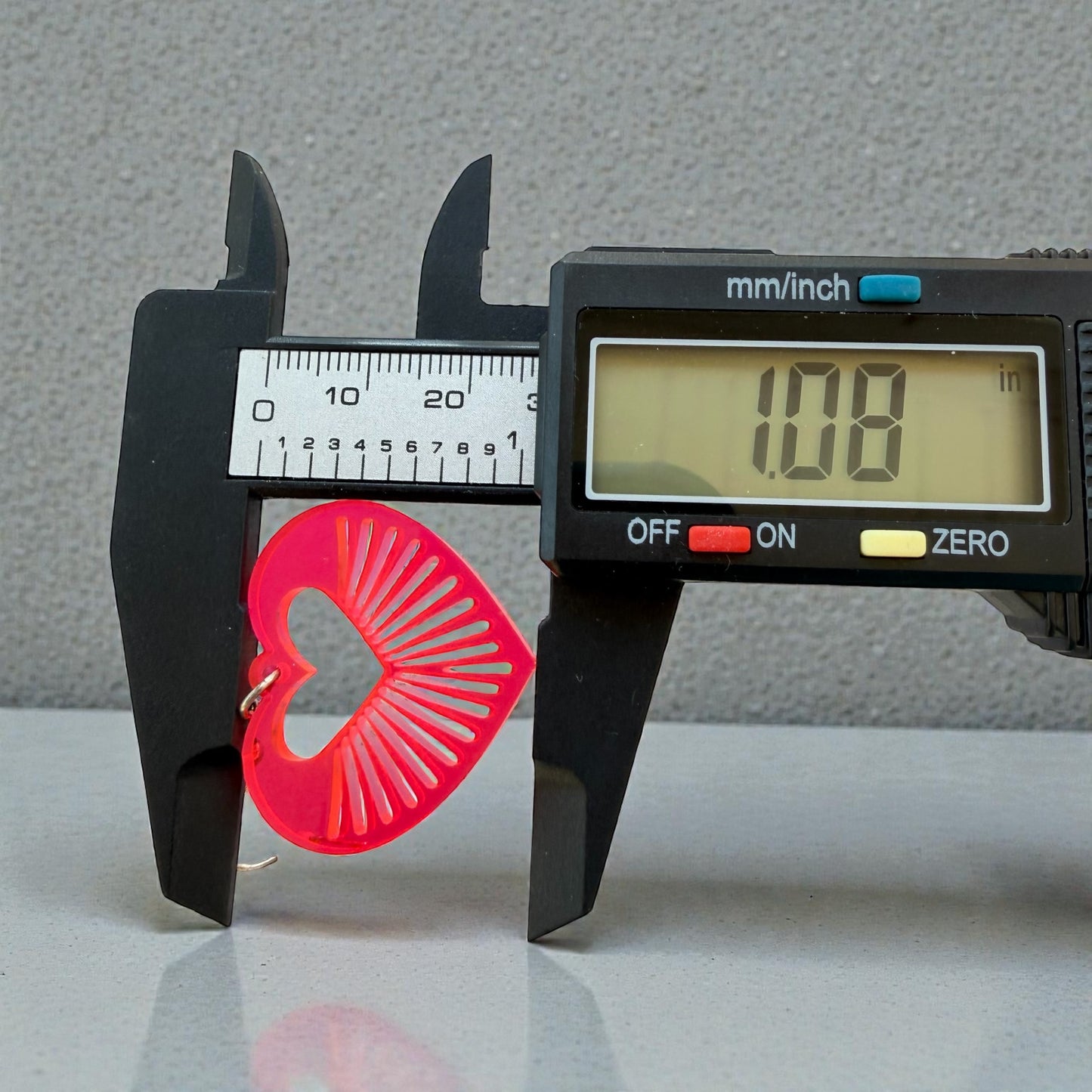 Hot Pink Radiant Heart Acrylic Dangle Earrings