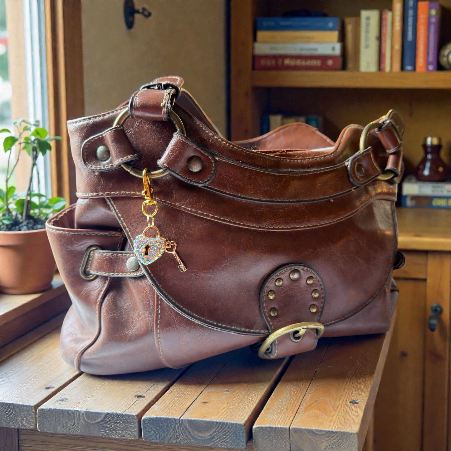 Heart Lock & Key Purse Charm – Sparkly Gold Bag Keychain - Be Grace Be Love Boutique