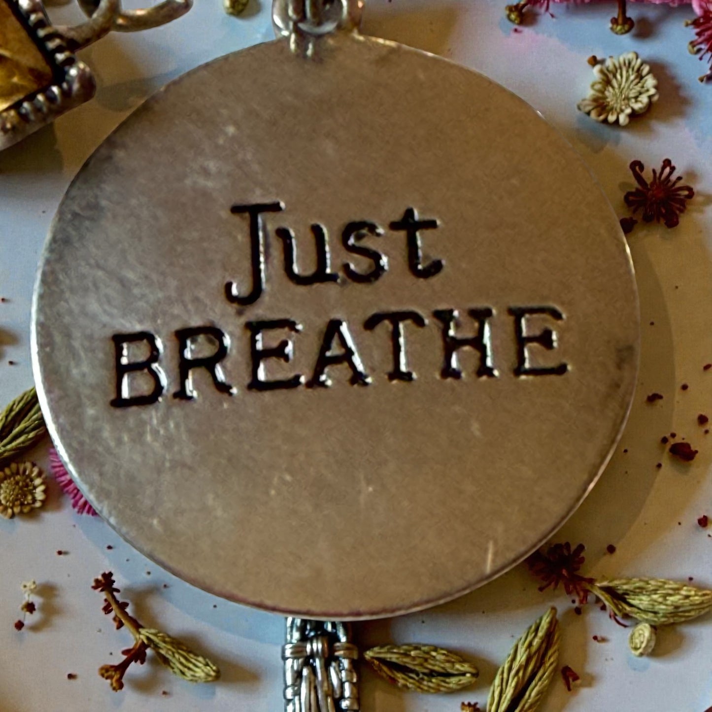 Just Breathe Lotus Purse Charm – Silver Bag Clip Keychain