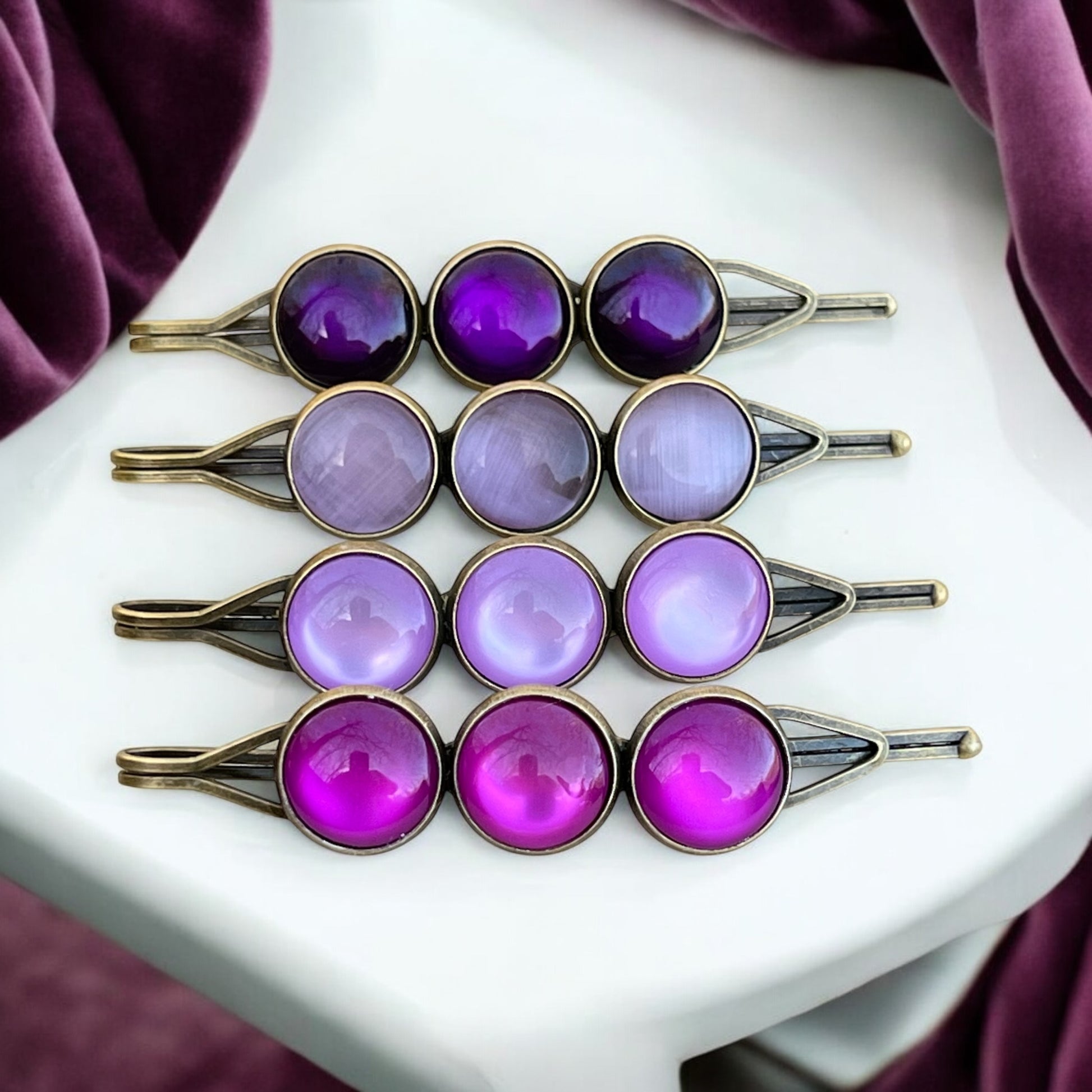 Purple Ombre Hair Pins – Set of 4 Boho Gradient Accessories