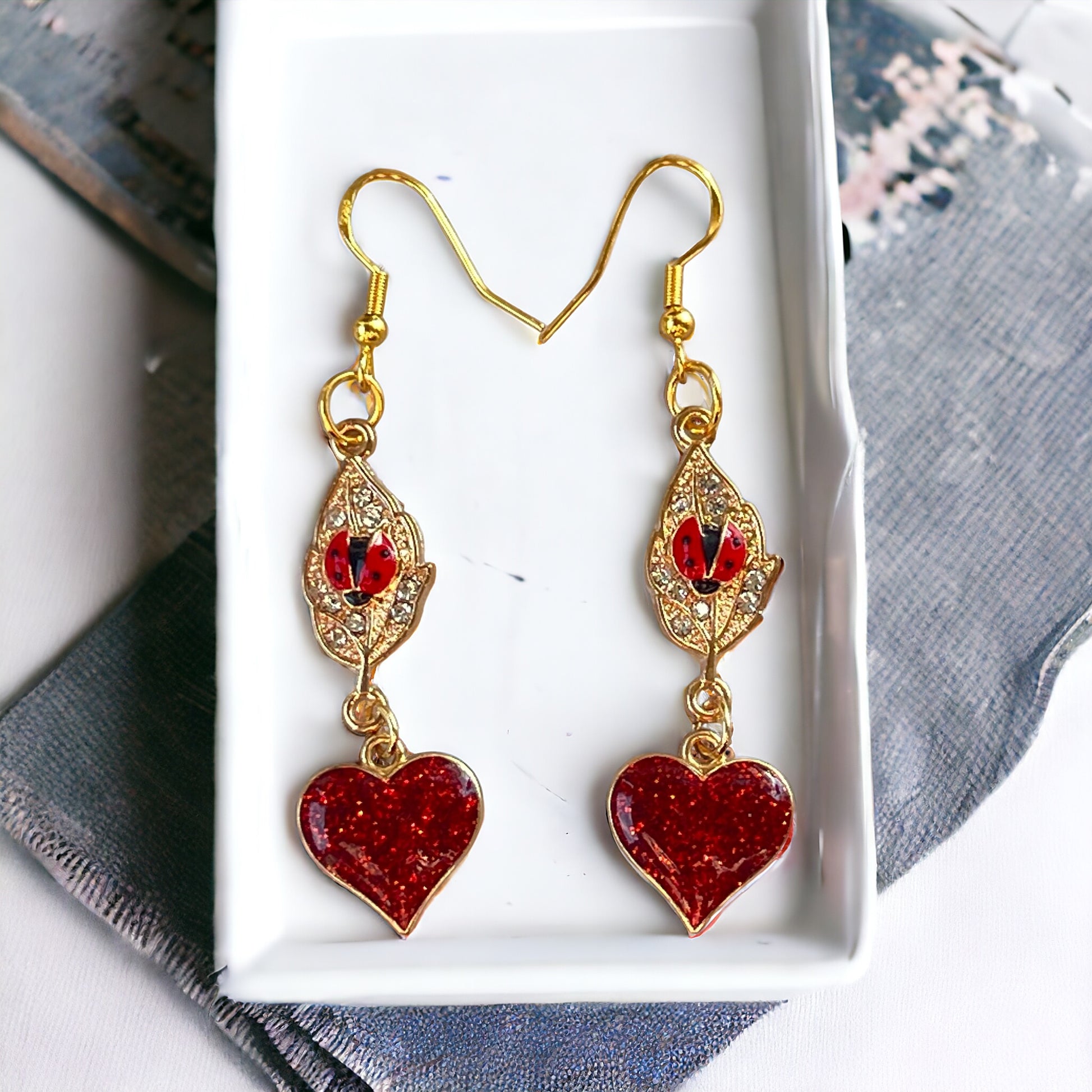Ladybug & Heart Earrings – Whimsical Nature-Inspired Jewelry