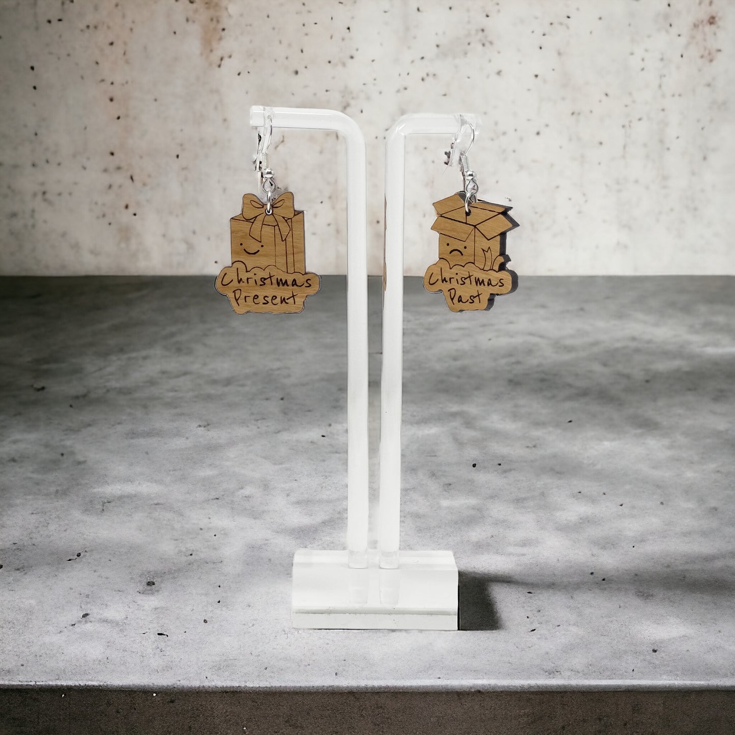 Christmas Present & Past Earrings – Funny Holiday Gift Box Jewelry