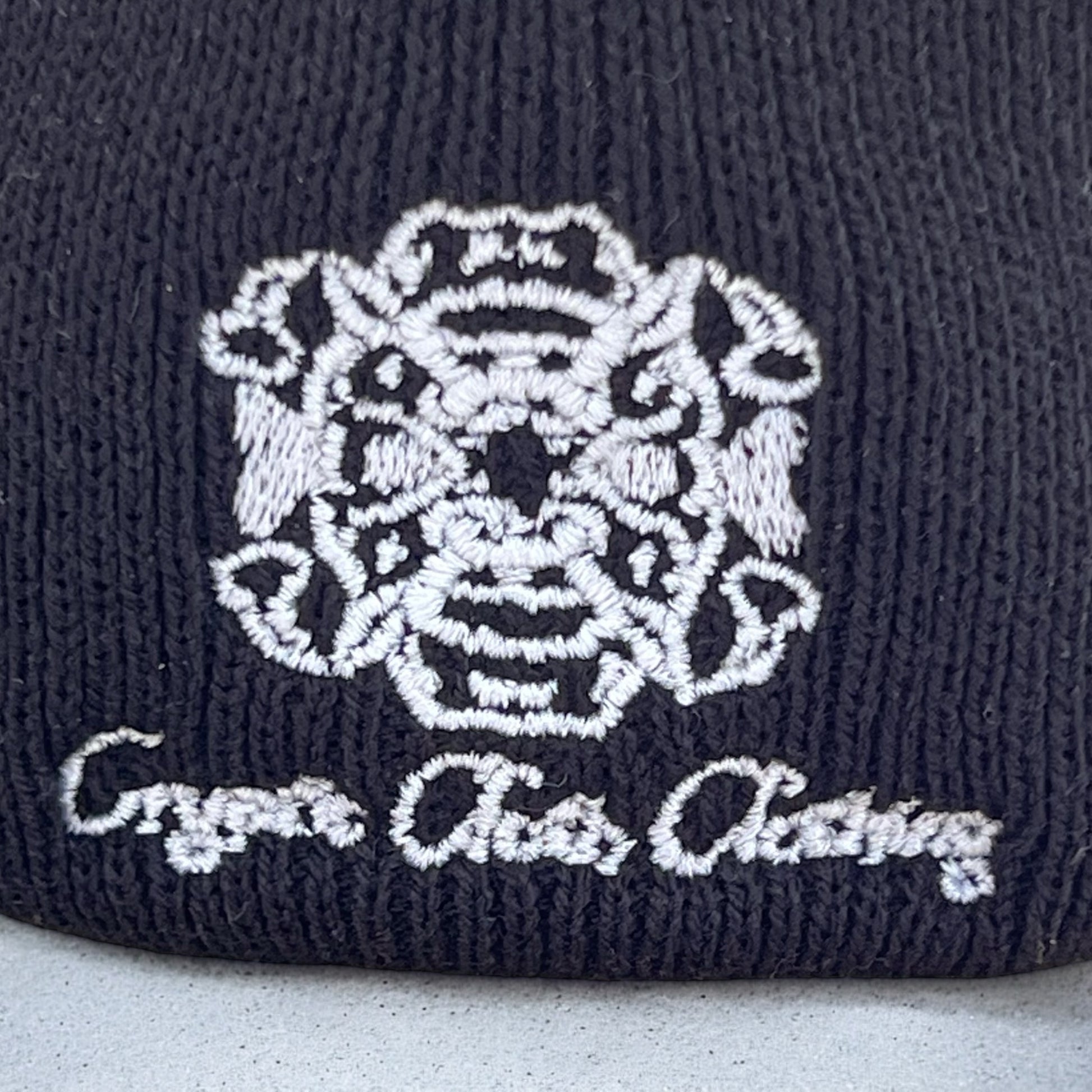 [PREORDER] Embroidered Black Beanie – Hand-Drawn – Demon Skull Streetwear Hat