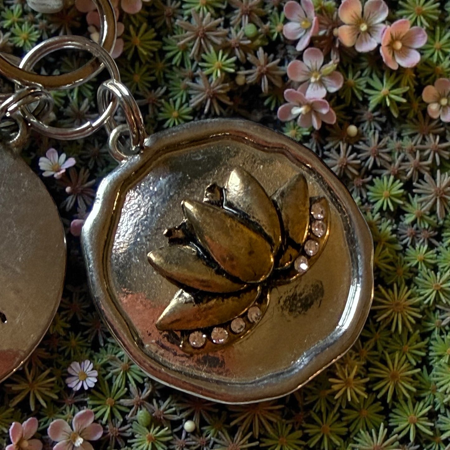 Just Breathe Lotus Purse Charm – Silver Bag Clip Keychain