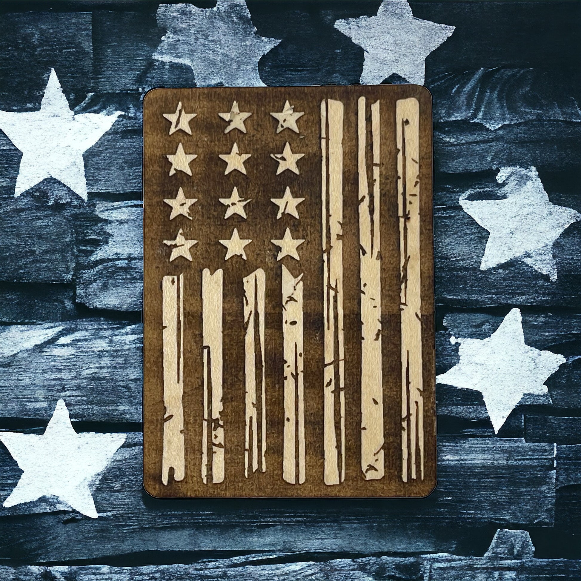 USA Flag Magnet for Home Work School Office, Patriotic Decor Gift, United States Flag Paintable Magnet, US Stars and Stripes Wood Decoration