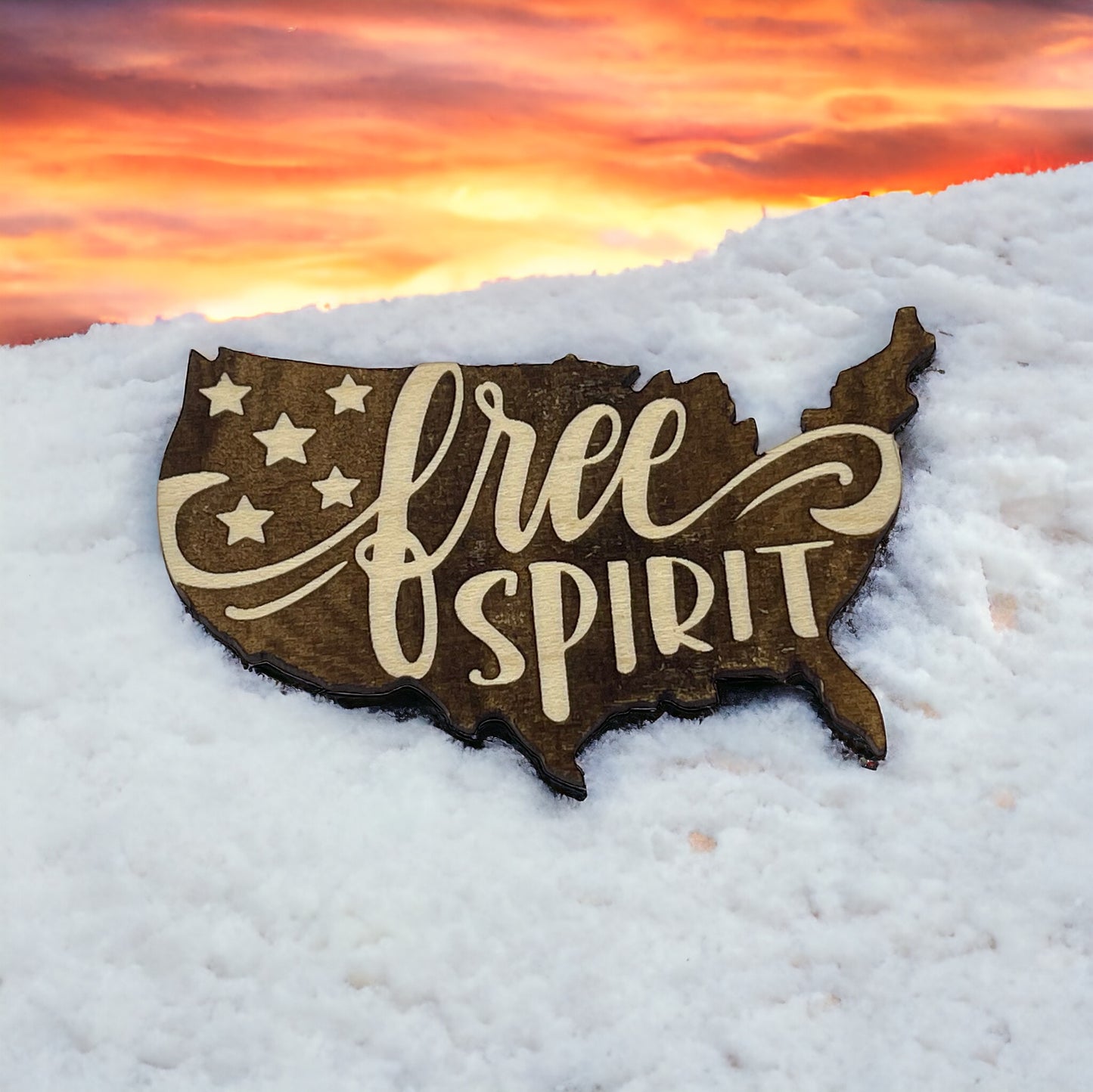 USA Free Spirit Flag Magnets for Home Work School Office, Patriotic Decor Gifts, United States Paintable Magnet, US Freedom Patriot Wood Decoration